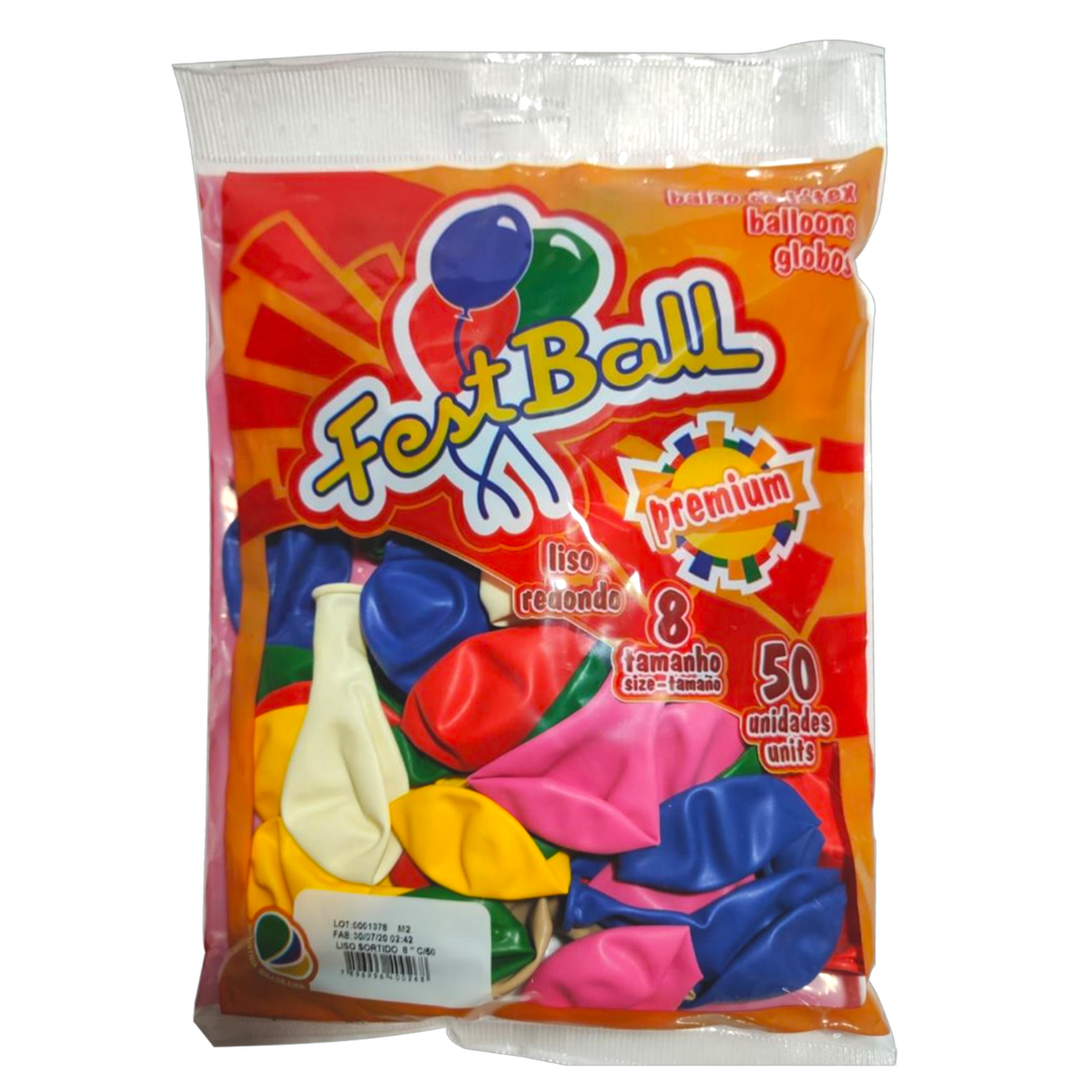 Balão Sortidos N8 Festball C/50 Unidades