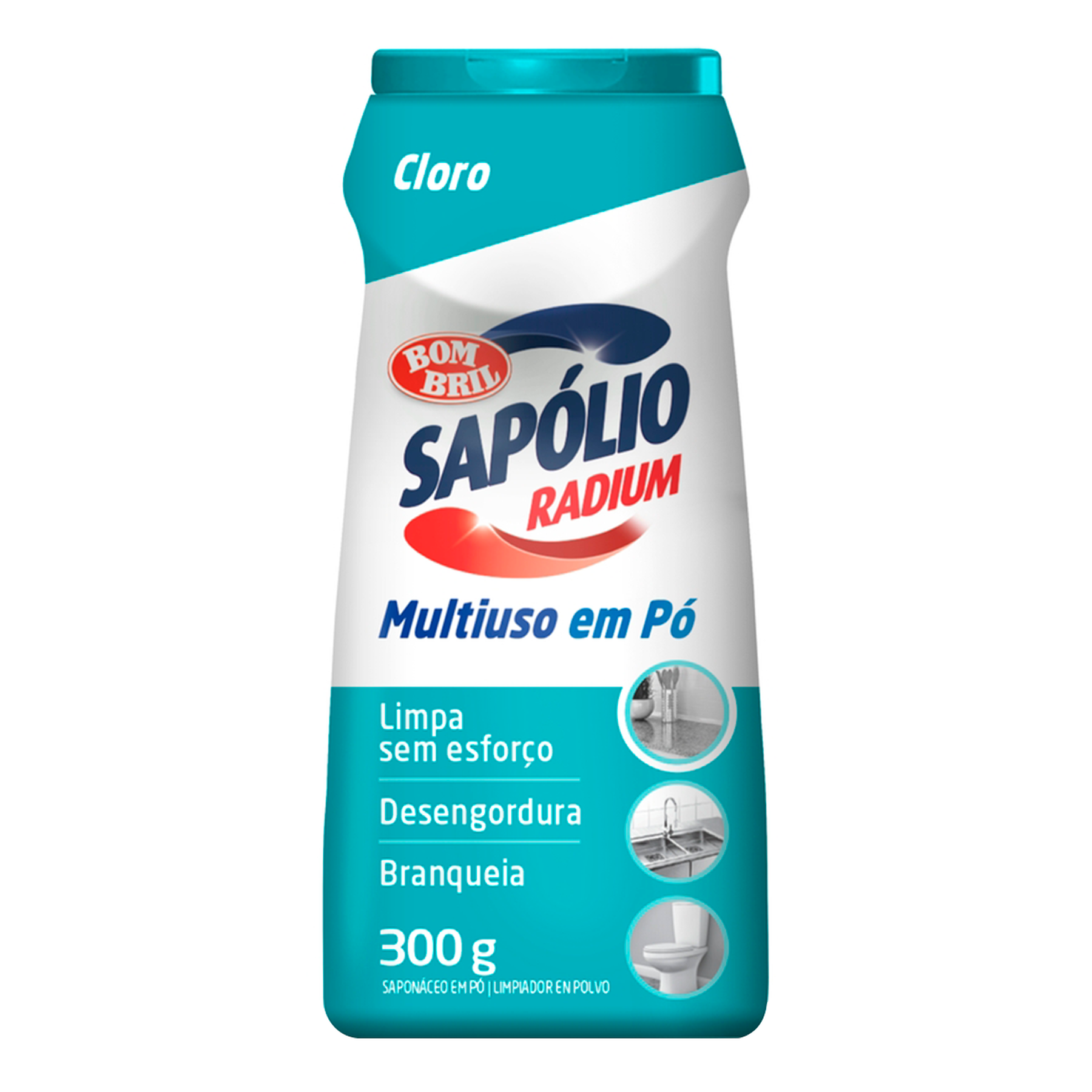 Saponáceo em Pó com Detergente com Cloro Max Ativo Bom Bril Sapólio Radium Frasco 300g