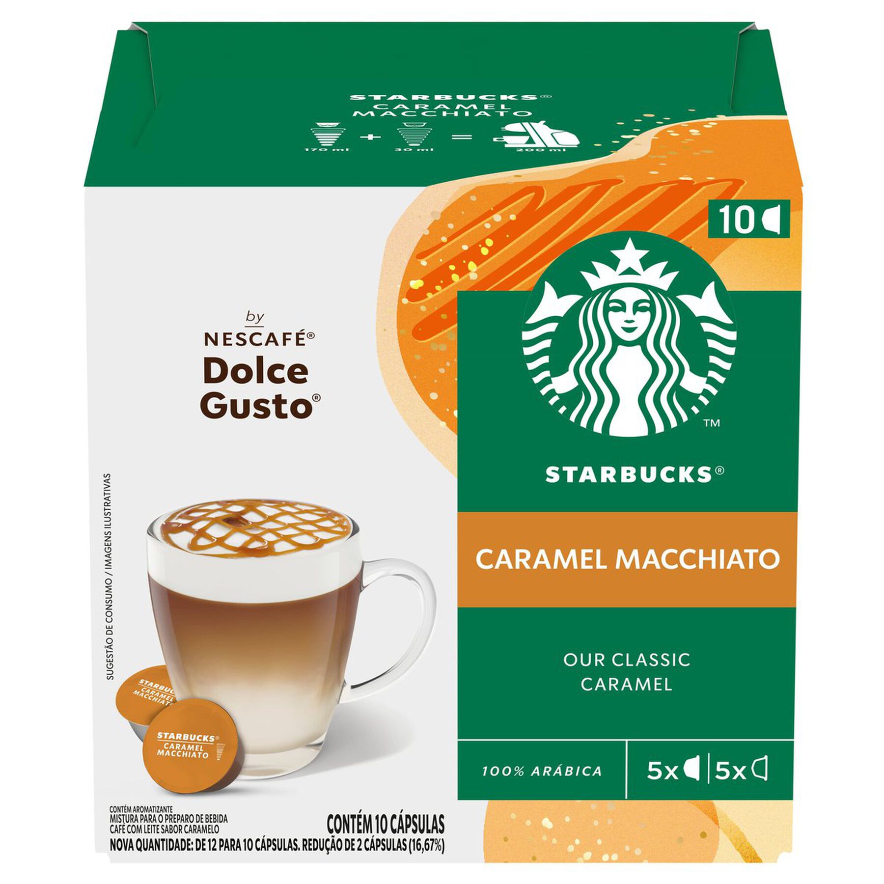 Caf&eacute; com Leite em C&aacute;psula Caramel Macchiato Starbucks Nescaf&eacute; Caixa 106,5g C/10 Unidades