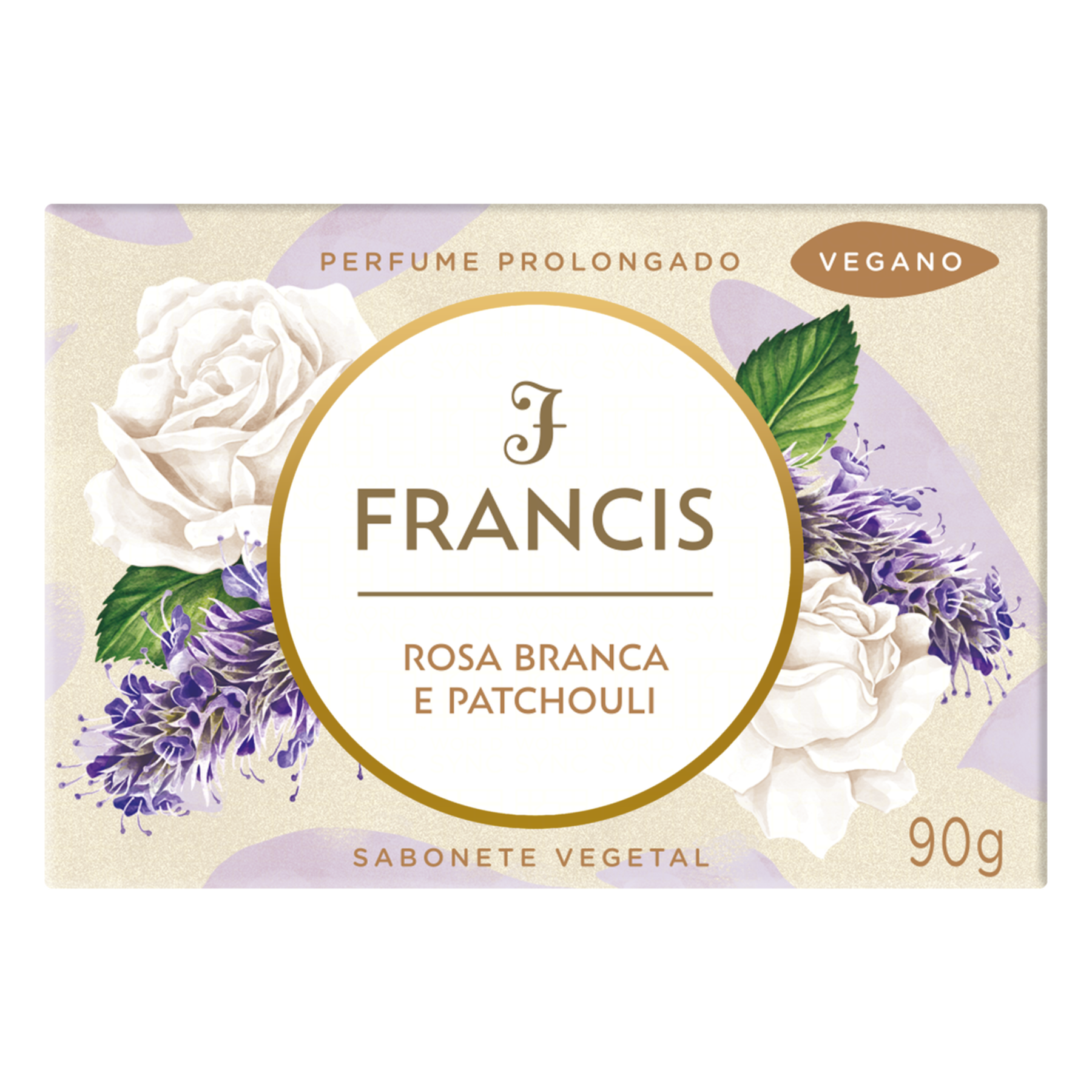 Sabonete Barra Vegetal Rosa Branca e Patchouli Francis Caixa 90g