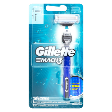 Aparelho Recarregável e Carga para Barbear Acqua Grip Gillette Mach3