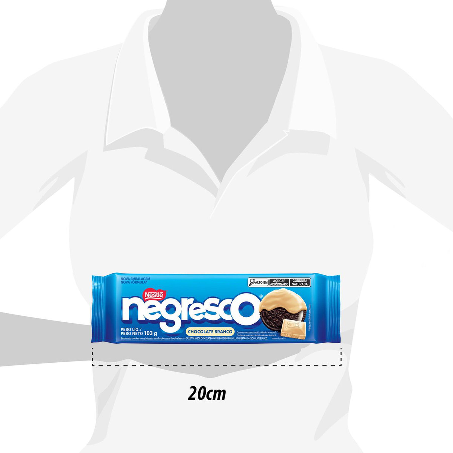 Biscoito Chocolate Recheio Baunilha Cobertura Chocolate Branco Negresco Nestlé Pacote 103g