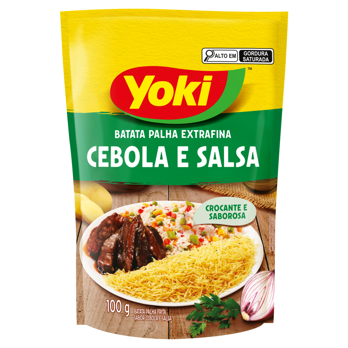 Batata Palha Extrafina Cebola e Salsa Yoki Sach&ecirc; 100g