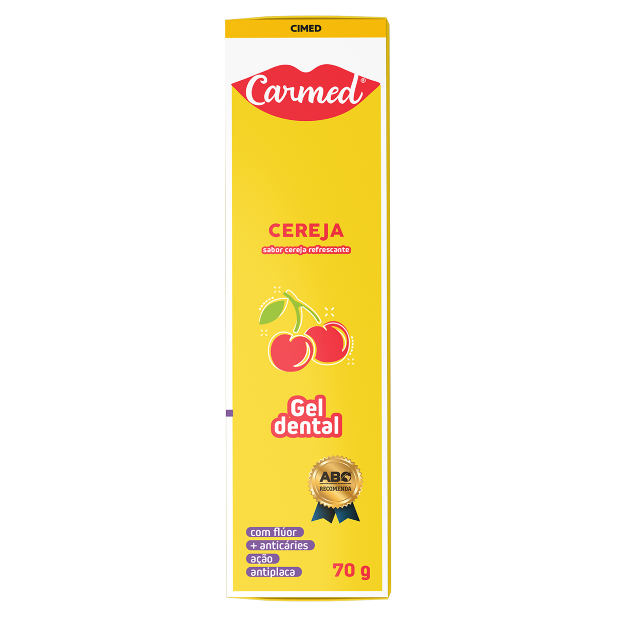 Gel Dental Infantil com Fl&uacute;or Cereja Carmed Caixa 70g