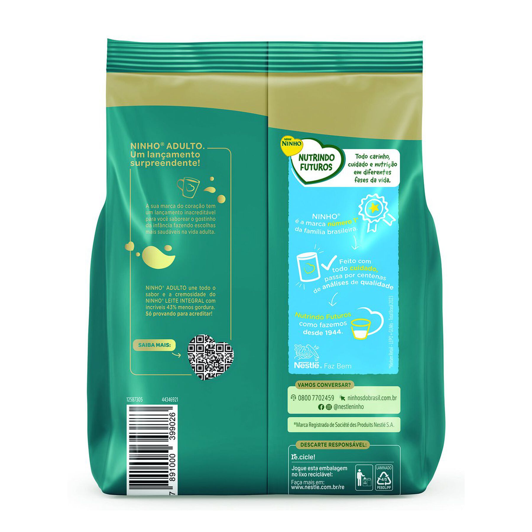 Leite em P&oacute; Semidesnatado Adulto Ninho Nestl&eacute; Pacote 500g