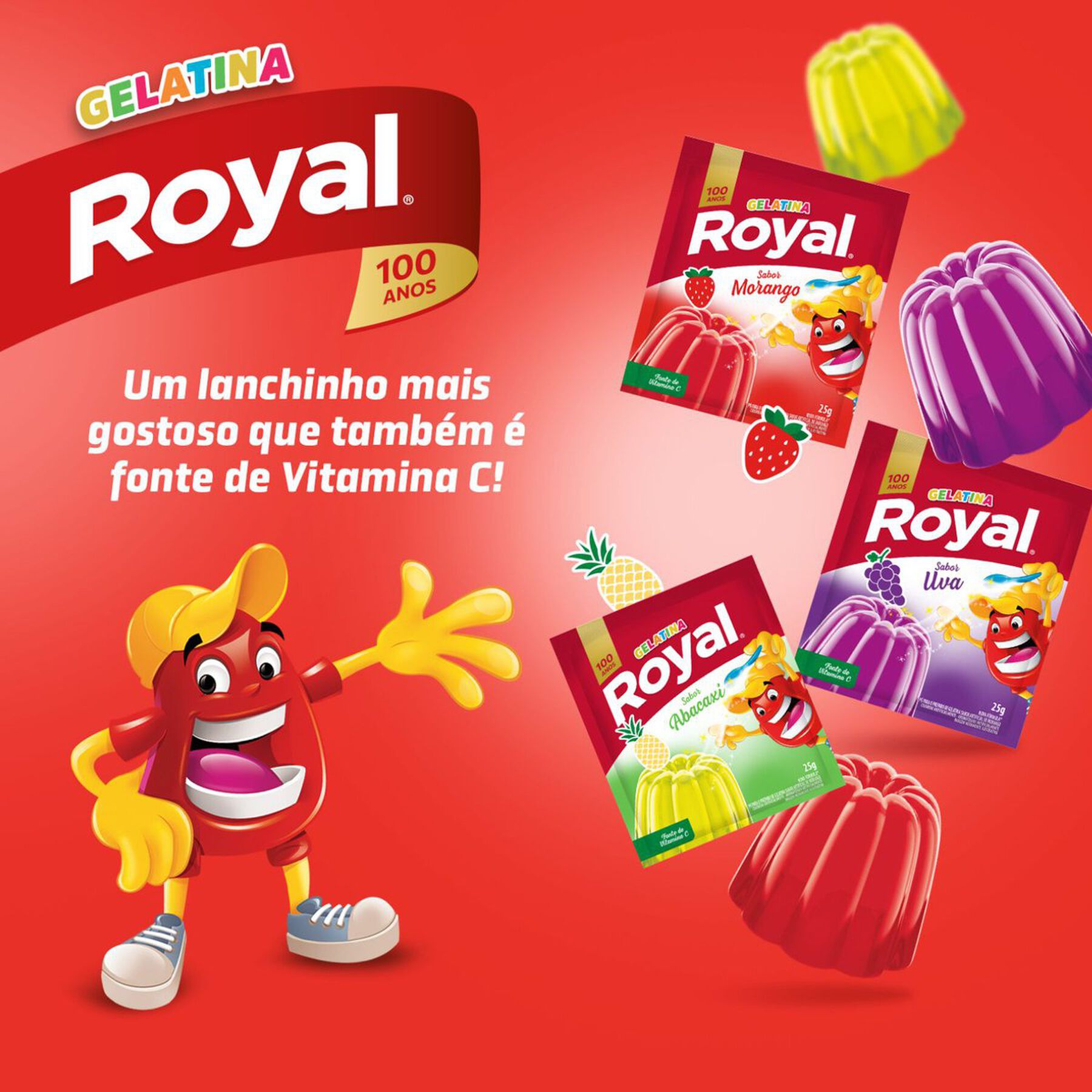 Gelatina em Pó Morango Royal Pacote 25g