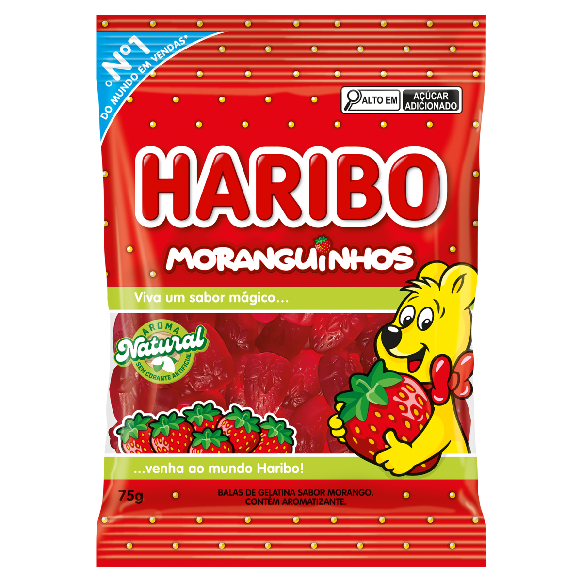 Bala de Gelatina Moranguinhos Haribo Pacote 75g