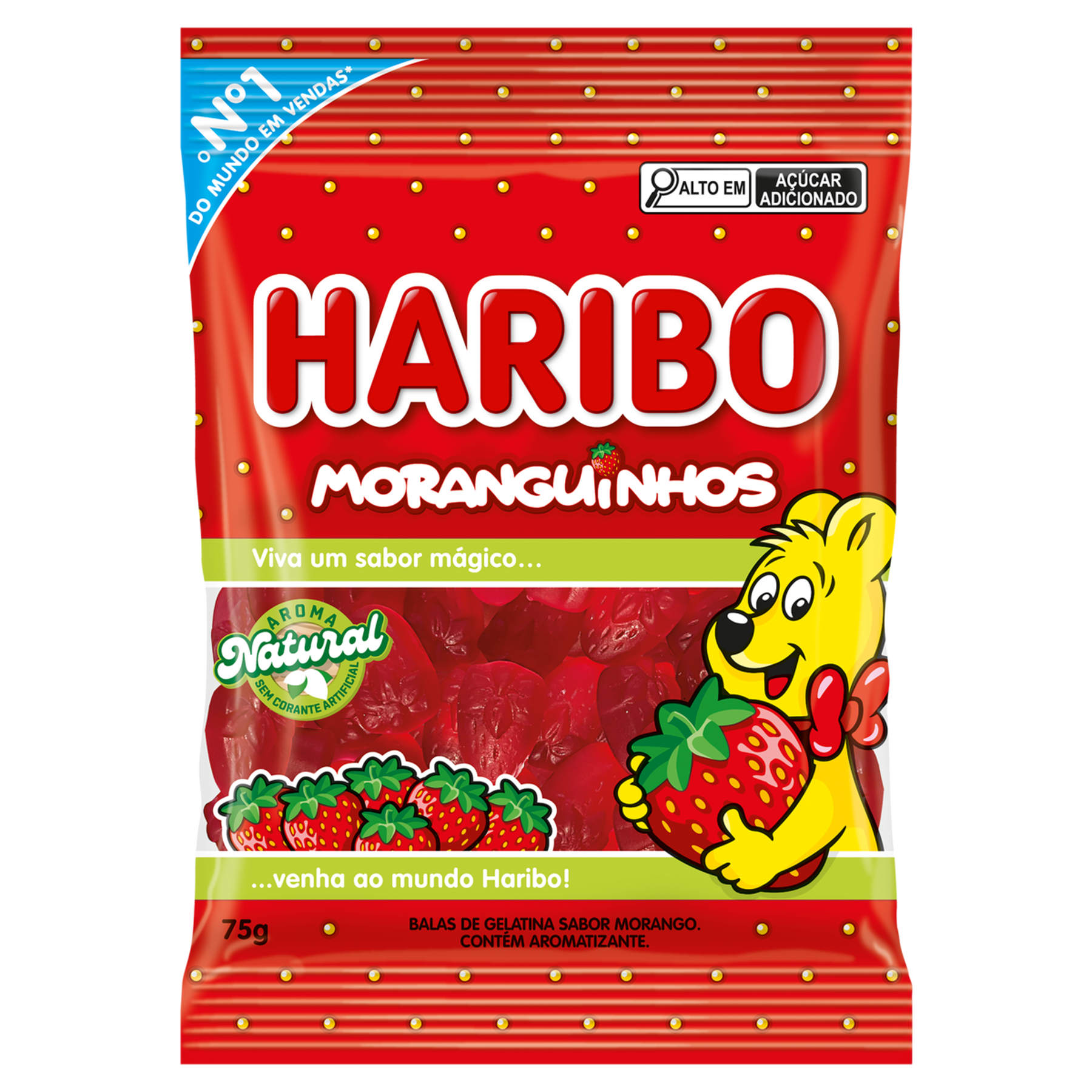 Bala de Gelatina Moranguinhos Haribo Pacote 75g
