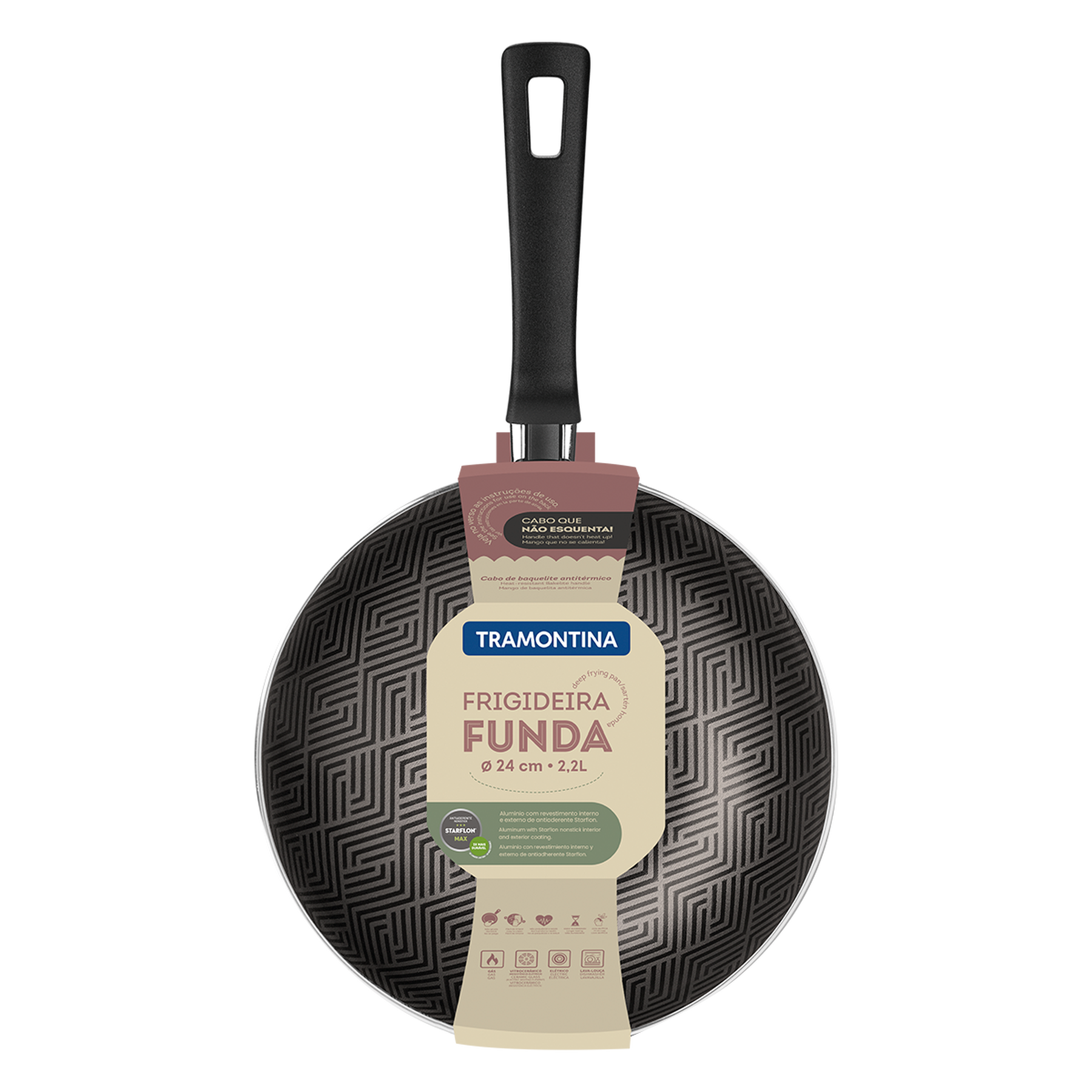 Frigideira Funda Loreto Grafite Tramontina 24cm 2,2l