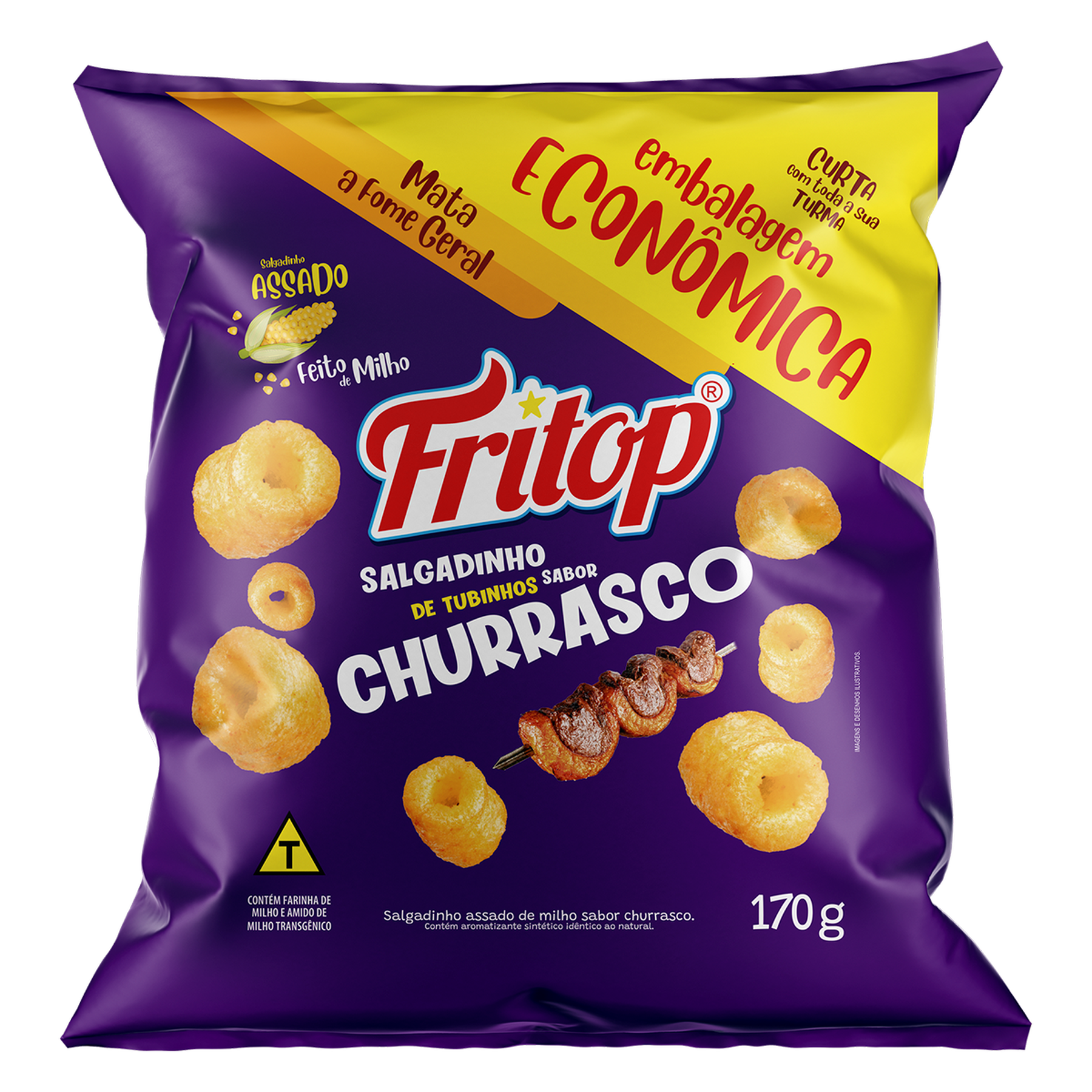Salgadinho de Milho Churrasco Fritop Pacote 170g