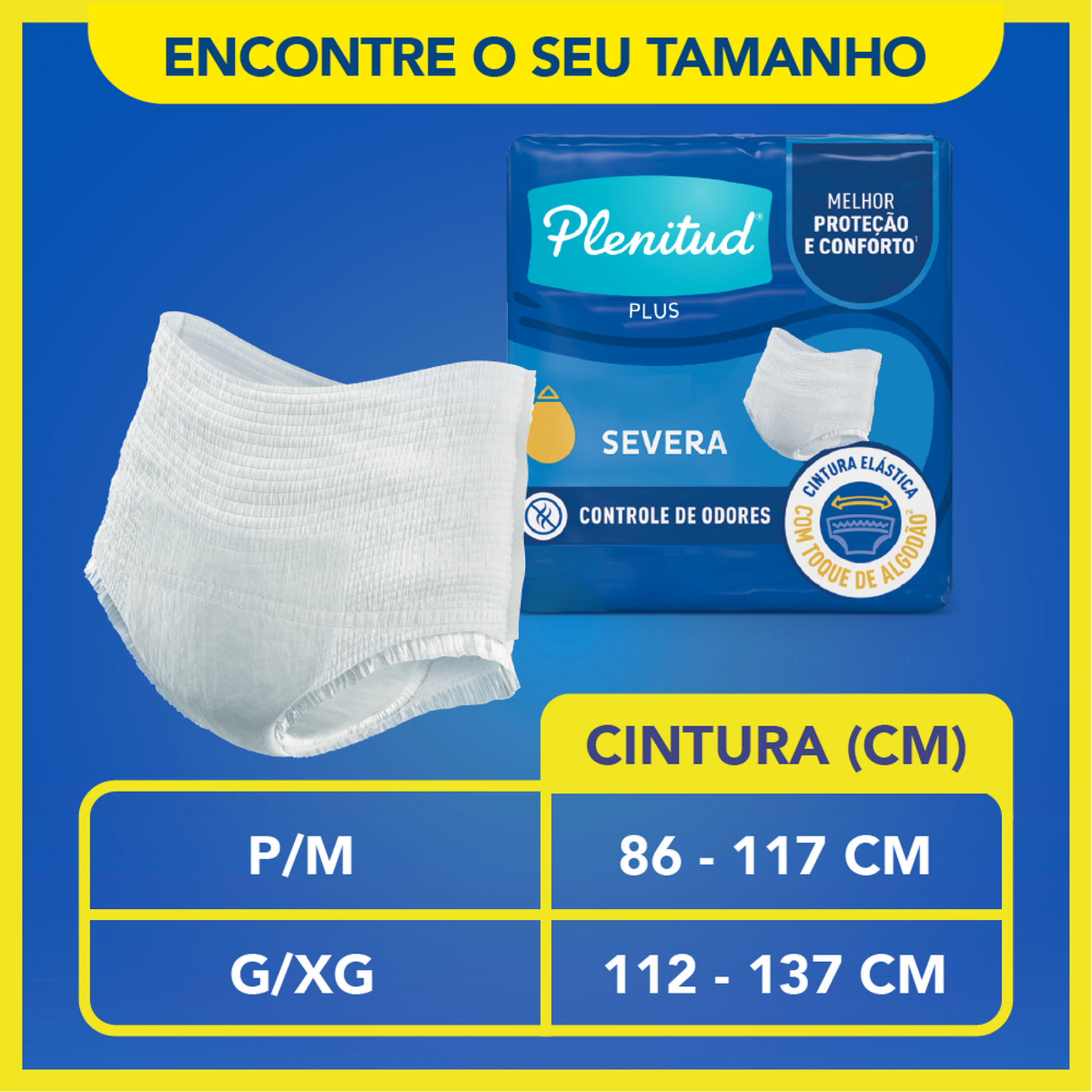 Roupa Íntima Descartável Plenitud Protect Plus G/XG Pacote 8 Unidades