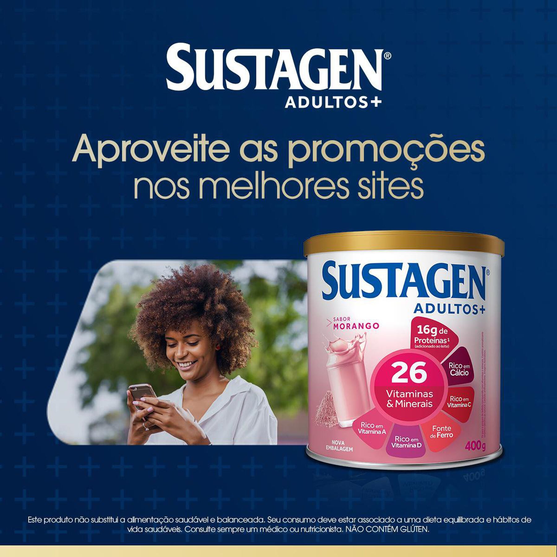 Complemento Alimentar Morango Sustagen Adultos+ Lata 400g