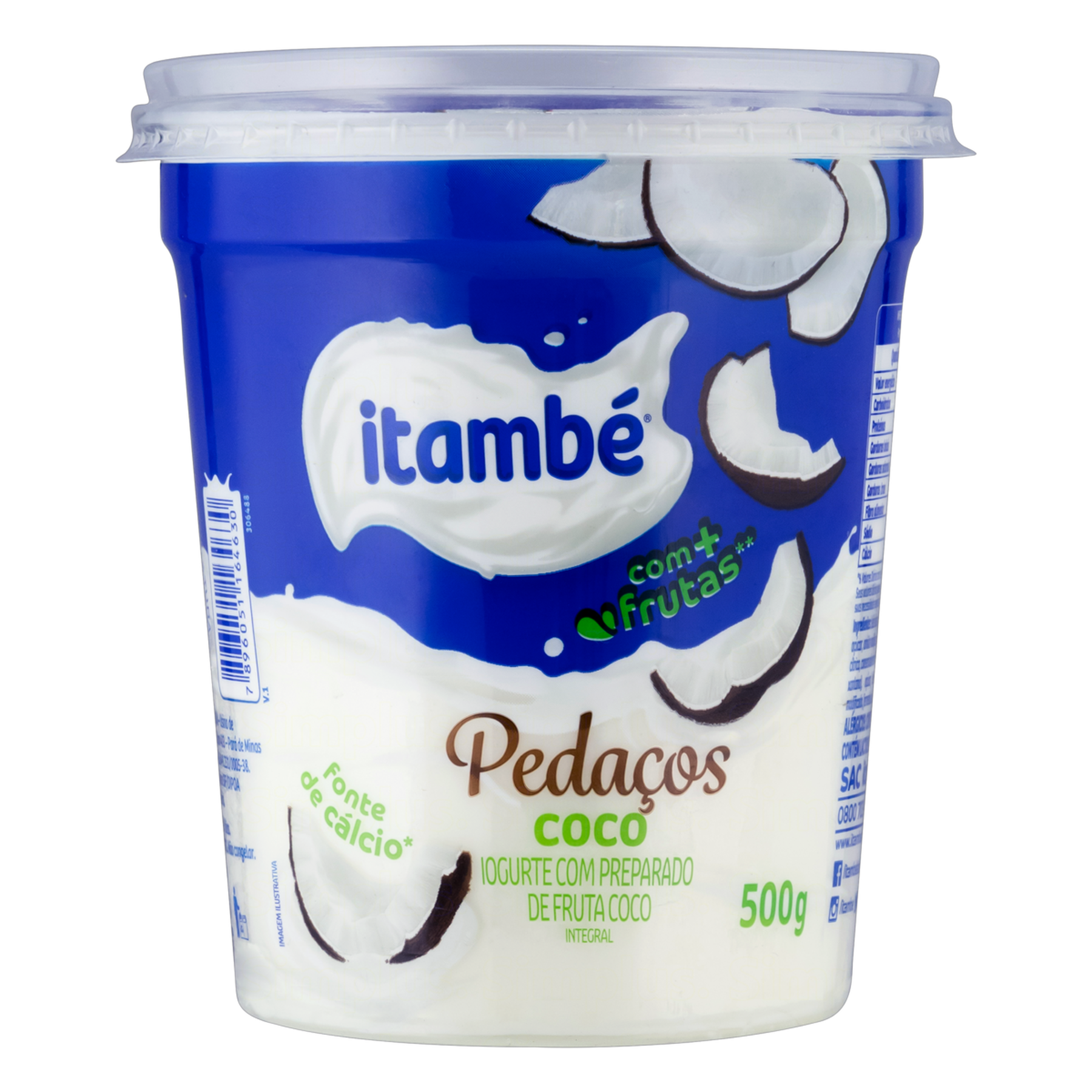 Iogurte Integral Coco Itamb&eacute; Peda&ccedil;os Pote 500g