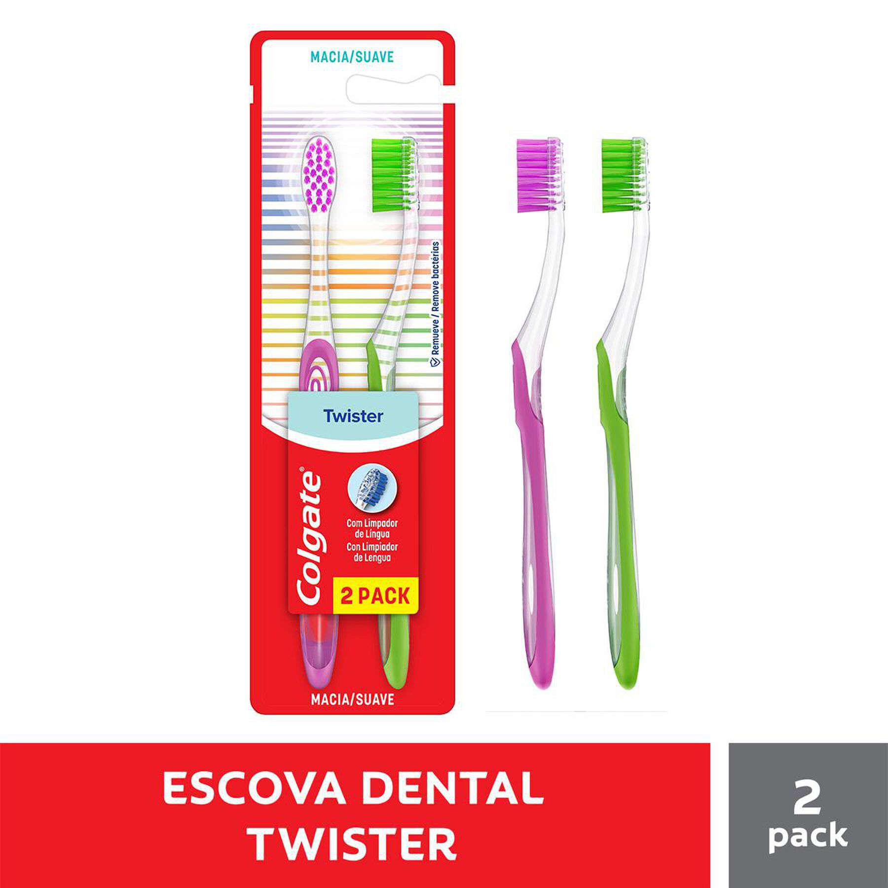 Escova Dental Macia Twister Colgate C/2 Unidades