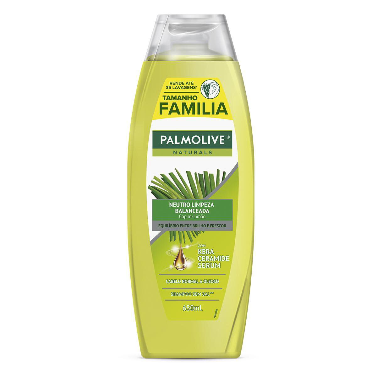 Shampoo Neutro Limpeza Balanceada Capim-Lim&atilde;o Palmolive Naturals Frasco 650ml - Embalagem Tamanho Fam&iacute;lia