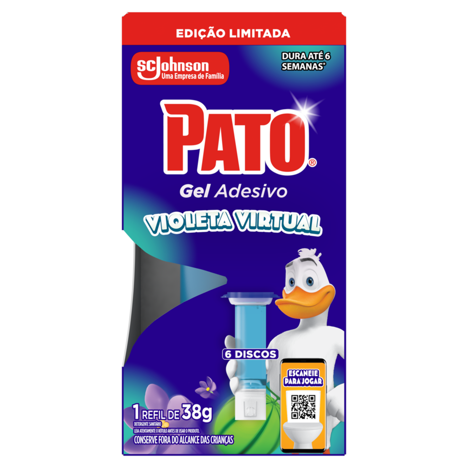 Detergente Sanit&aacute;rio Gel Adesivo Violeta Virtual Pato 38g Refil