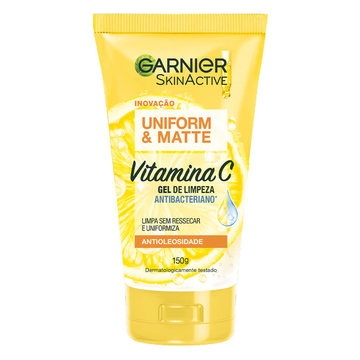 Gel de Limpeza Antibacteriano Vitamina C Uniform e Matte SkinActive Garnier 150g