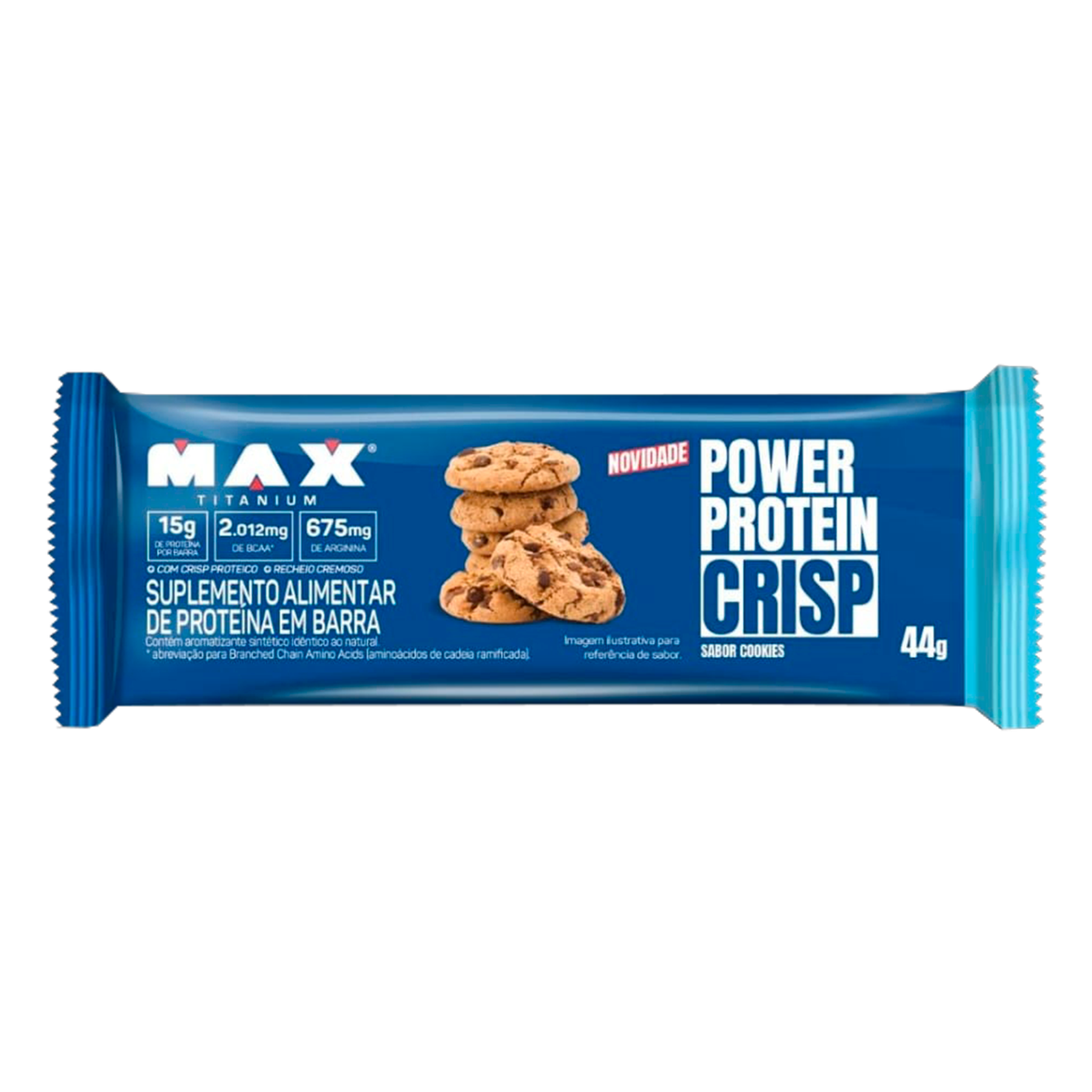 Suplemento Alimentar de Prote&iacute;na em Barra Cookies Power Protein Crisp Max Titanium 44g