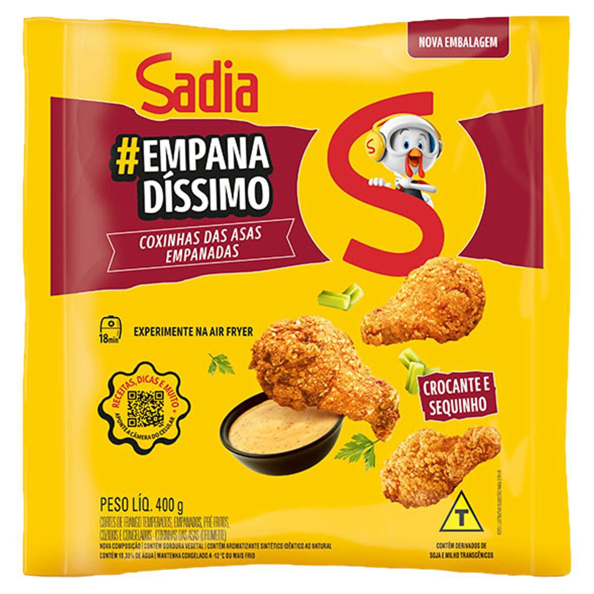 Empanado de Frango Coxinhas das Asas Tradicional Sadia Pacote 400g