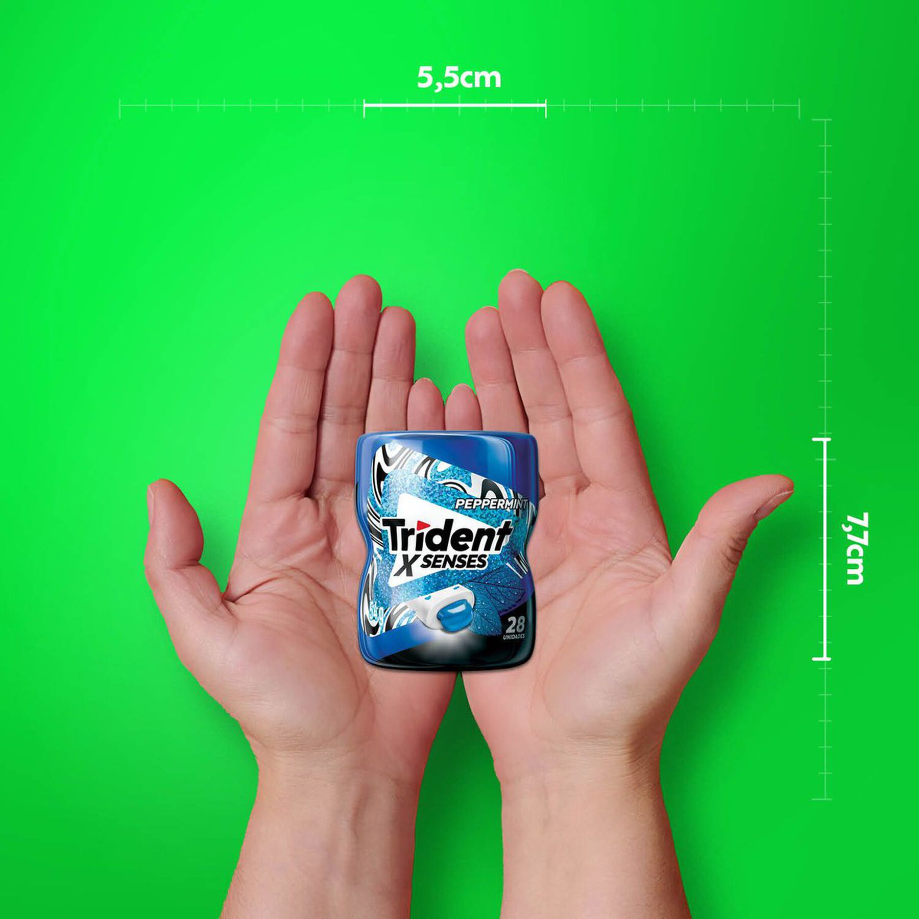 Chiclete Trident XSenses Peppermint Sem Açúcar Garrafa 54g