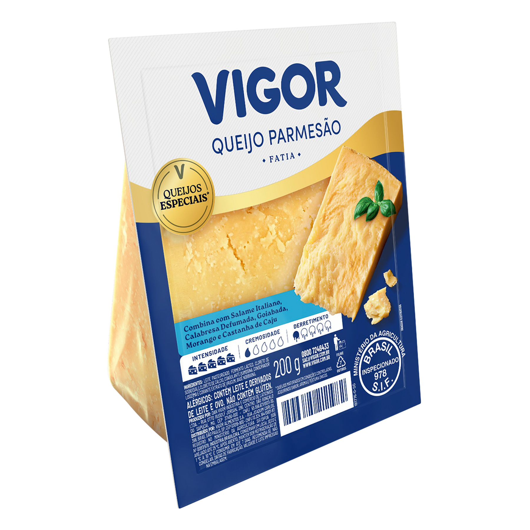 Queijo Parmes&atilde;o Fatia Vigor 200g
