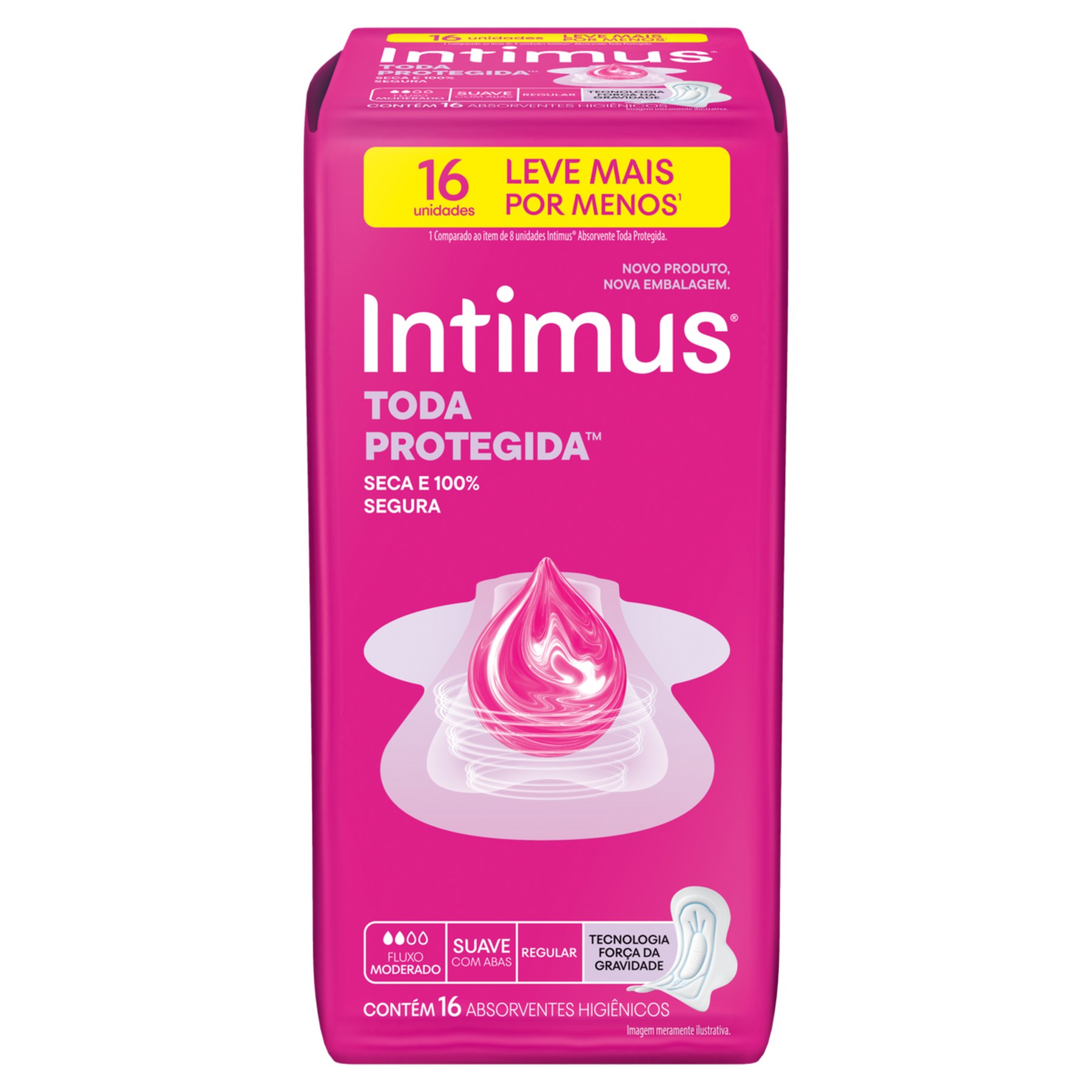 Absorvente com Abas Suave Intimus Toda Protegida Regular Pacote C/16 Unidades - Embalagem Leve Mais Pague Menos