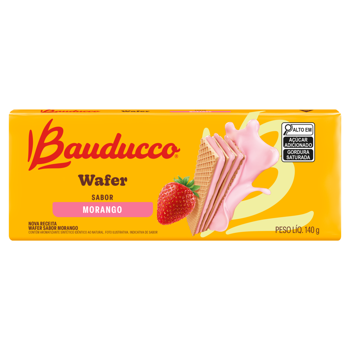 Biscoito Wafer Recheio Morango Bauducco 140g