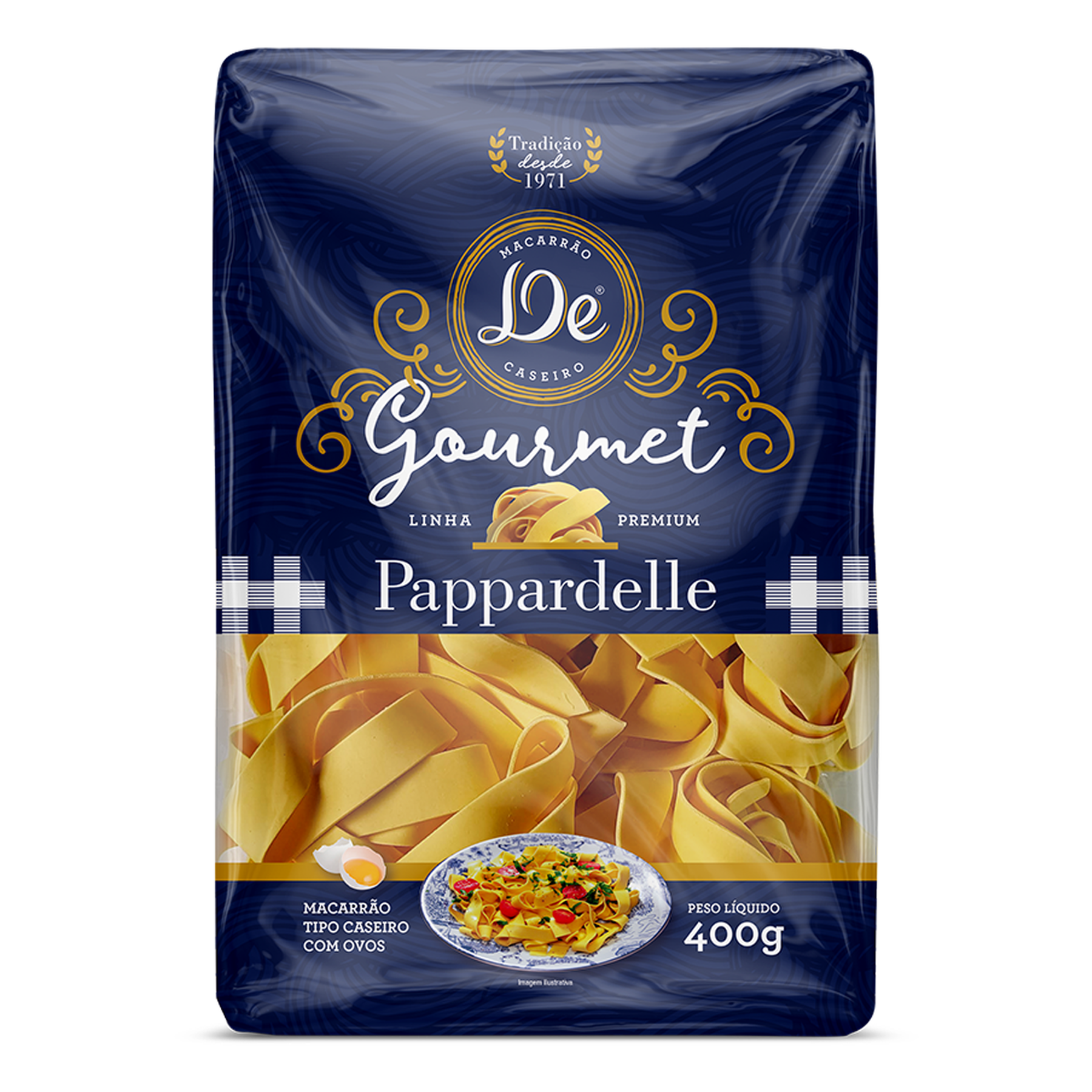 Macarrão com Ovos Caseiro Pappardelle De Gourmet Pacote 400g