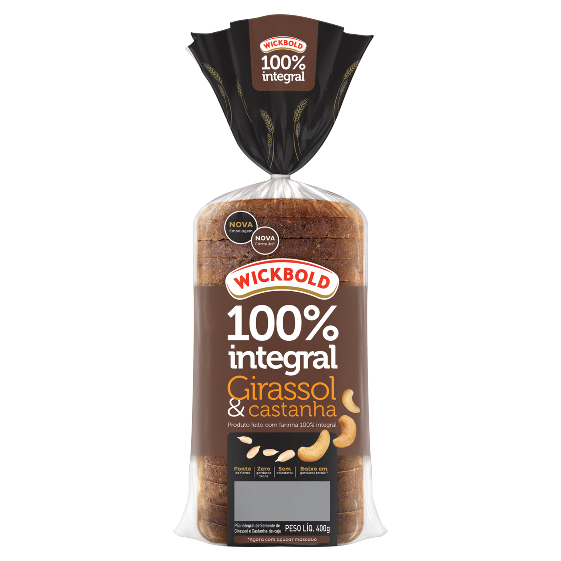 Pão de Forma Integral Girassol e Castanha Wickbold Pacote 400g