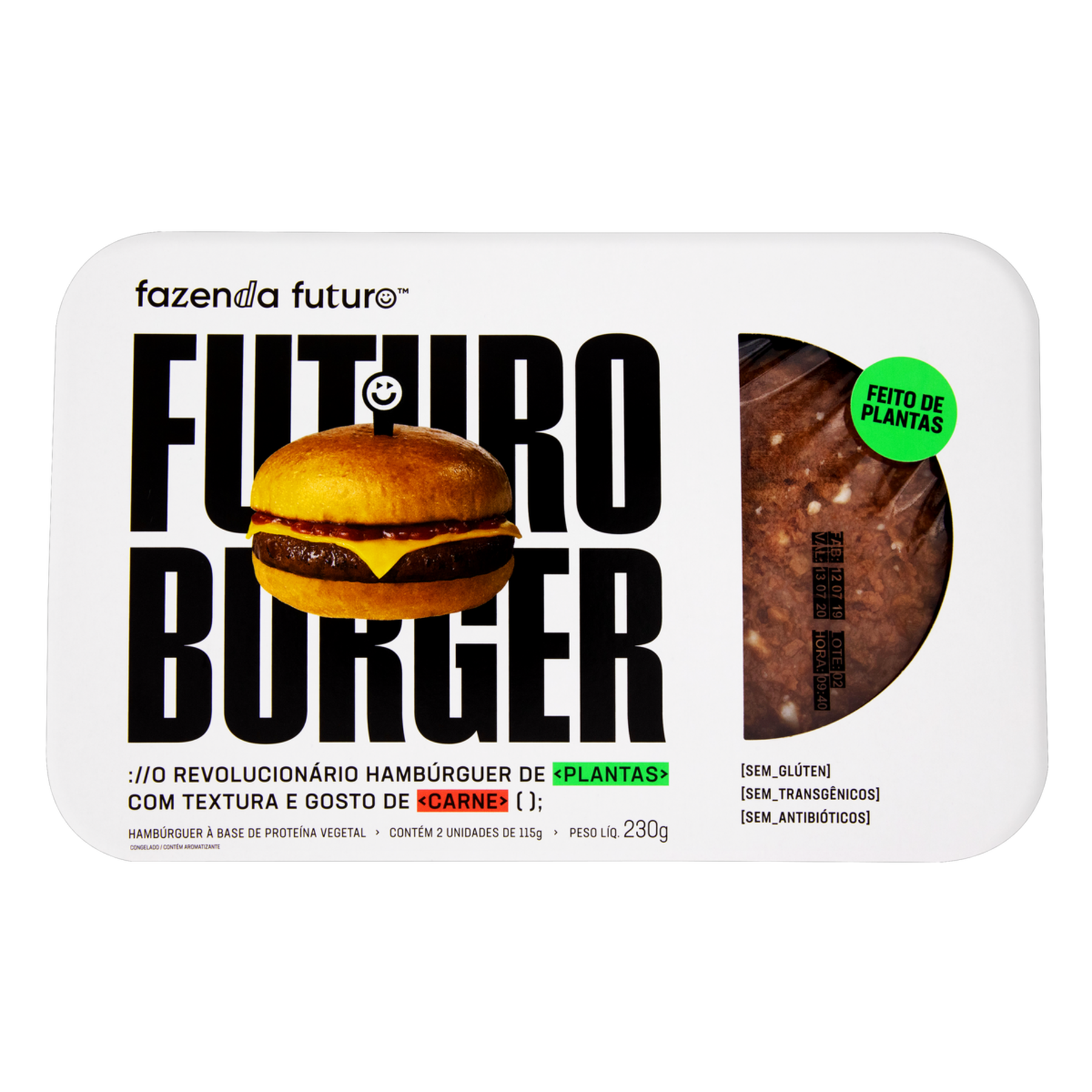 Hambúrguer Vegetal Fazenda Futuro Burger Bandeja 230g 2 Unidades
