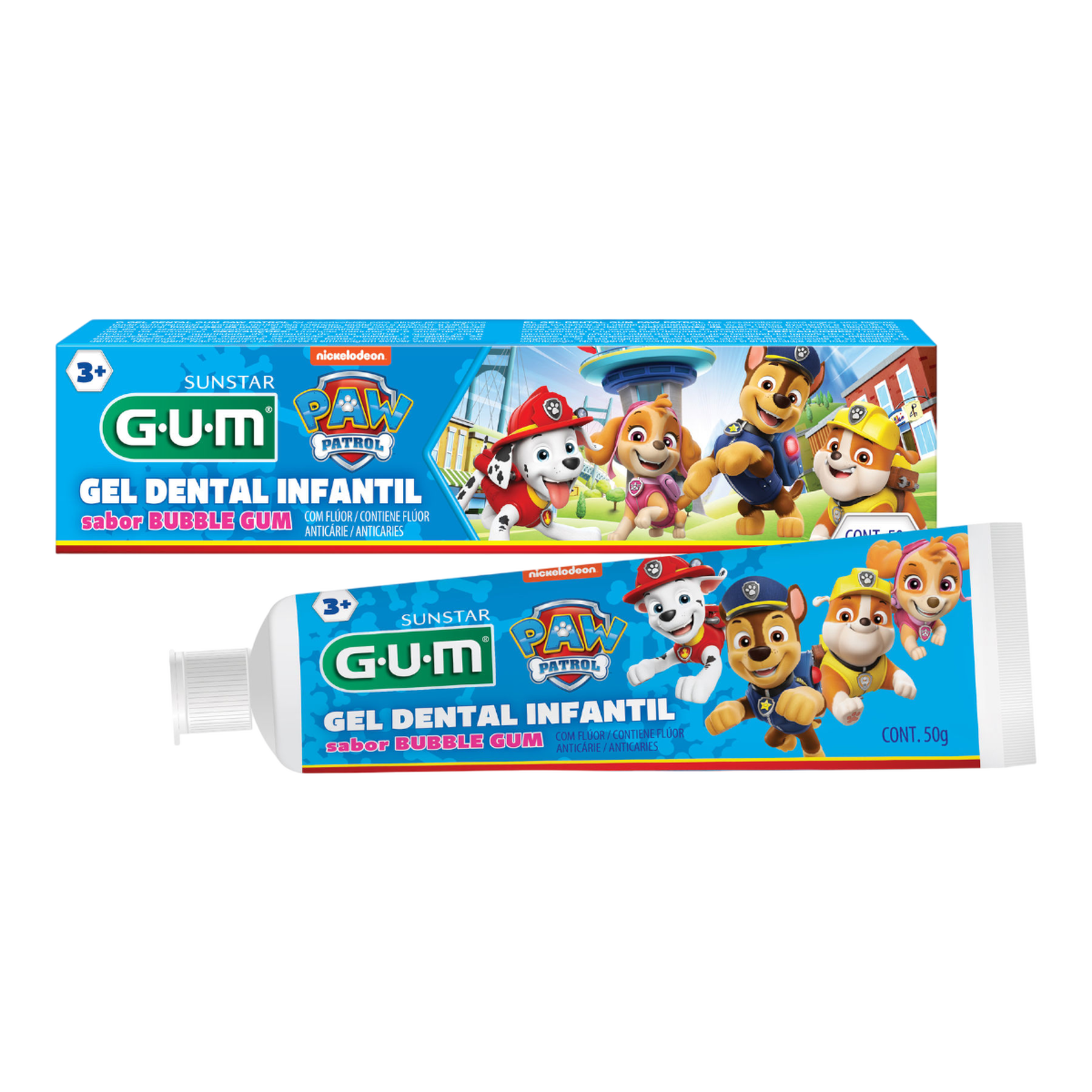 Gel Dental Infantil com Fl&uacute;or Bubble Paw Patrol GUM Caixa 50g