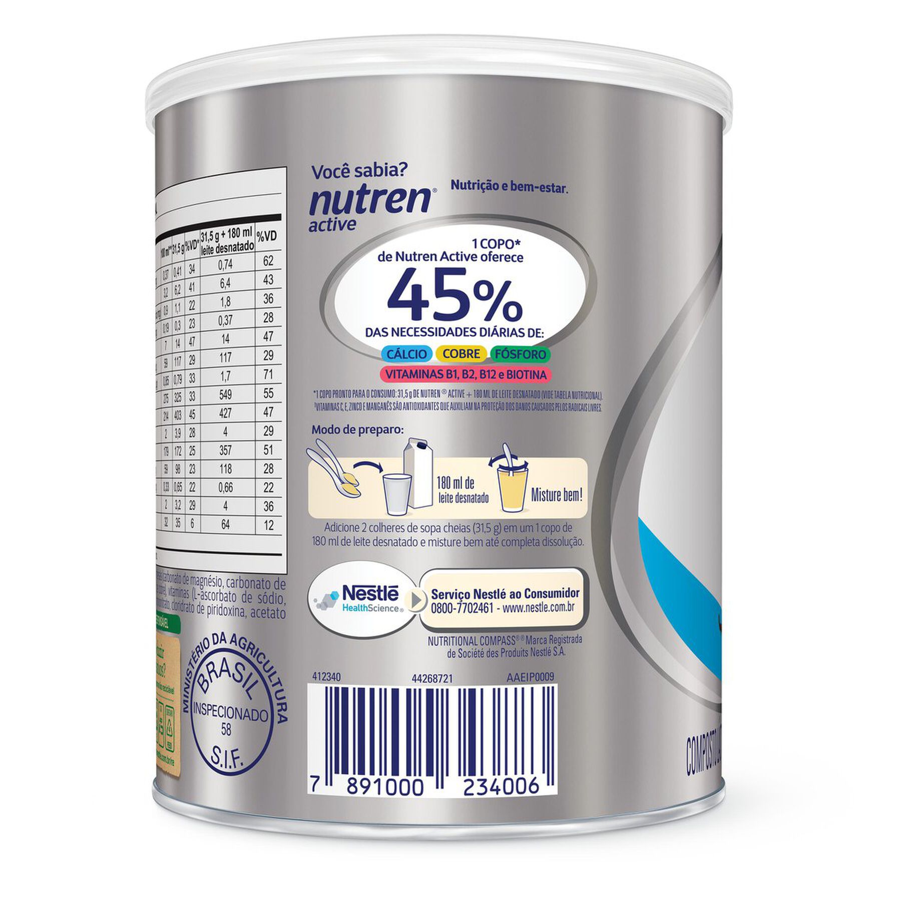 Complemento Alimentar Nutren Active Baunilha 400g&nbsp;