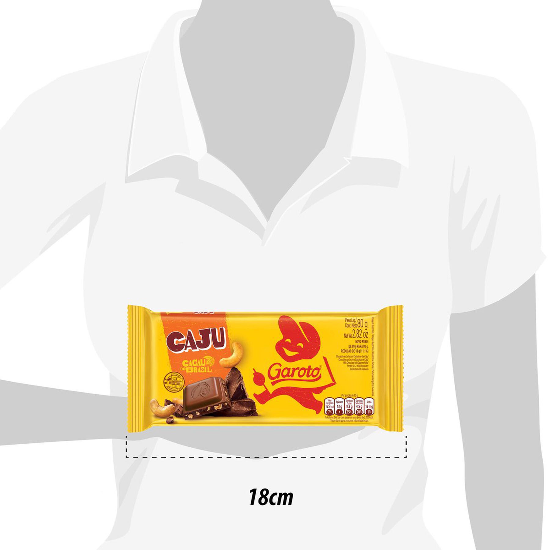 Chocolate ao Leite com Castanha-de-Caju Garoto Pacote 80g