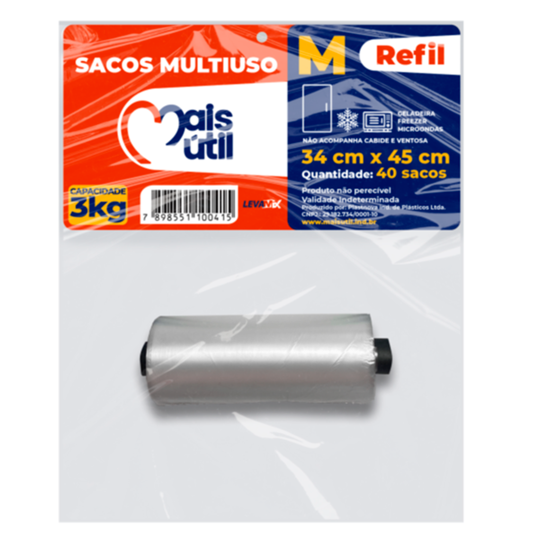 Saco Multiuso M Mais &Uacute;til 34x45cm C/40 Unidades - Refil