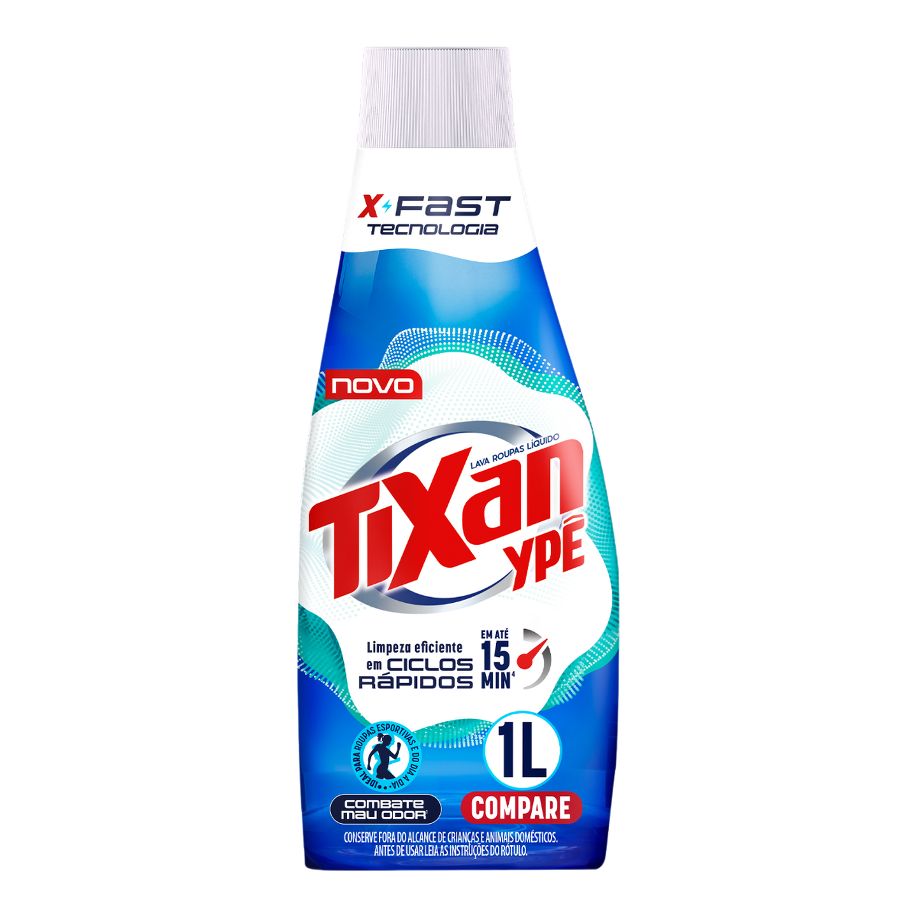 Lava Roupas L&iacute;quido Ciclos R&aacute;pidos Combate Mau Odor Tixan Yp&ecirc; Express Frasco 1l&nbsp;