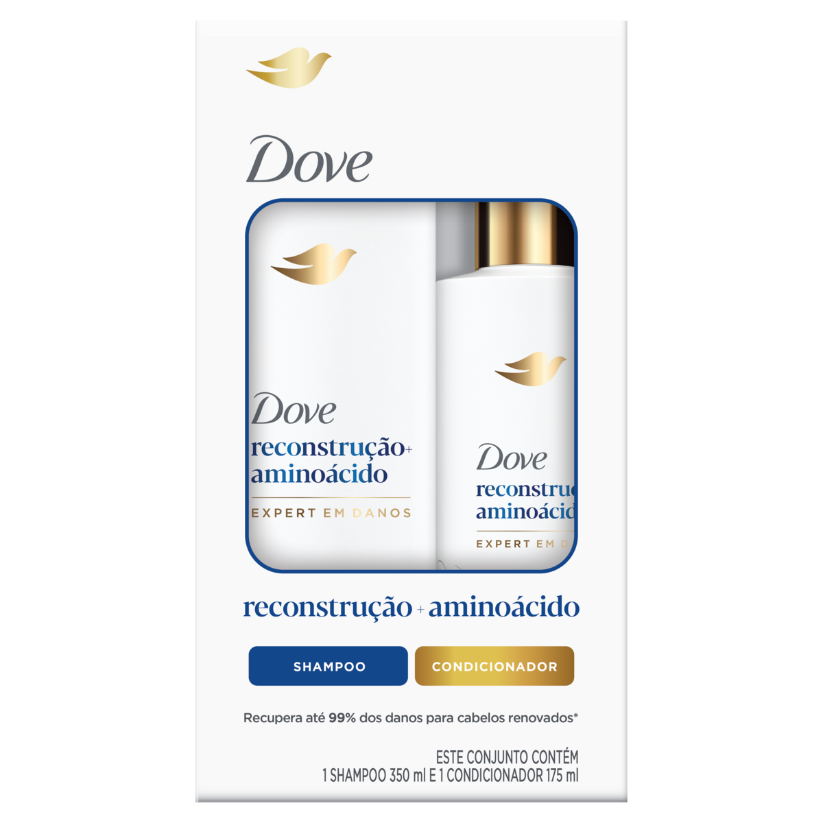 Shampoo 350ml + Condicionador 175ml Dove Reconstru&ccedil;&atilde;o + Amino&aacute;cido