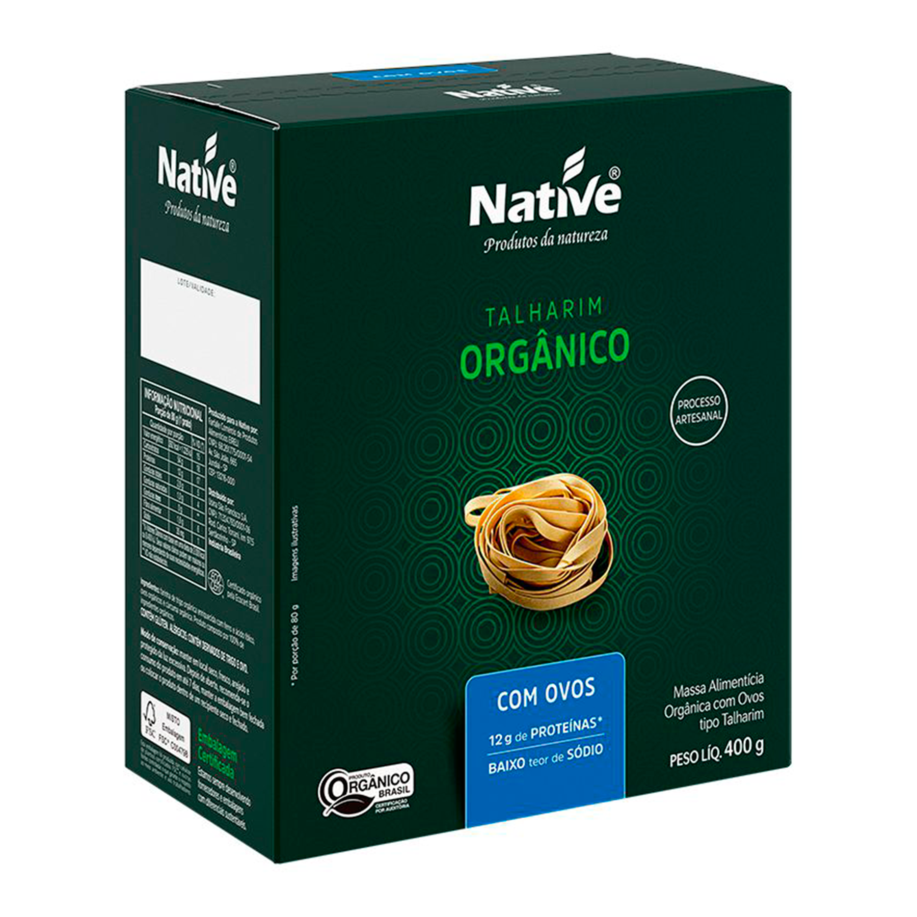 Macarr&atilde;o Massa Org&acirc;nica com Ovos Talharim Native 400g