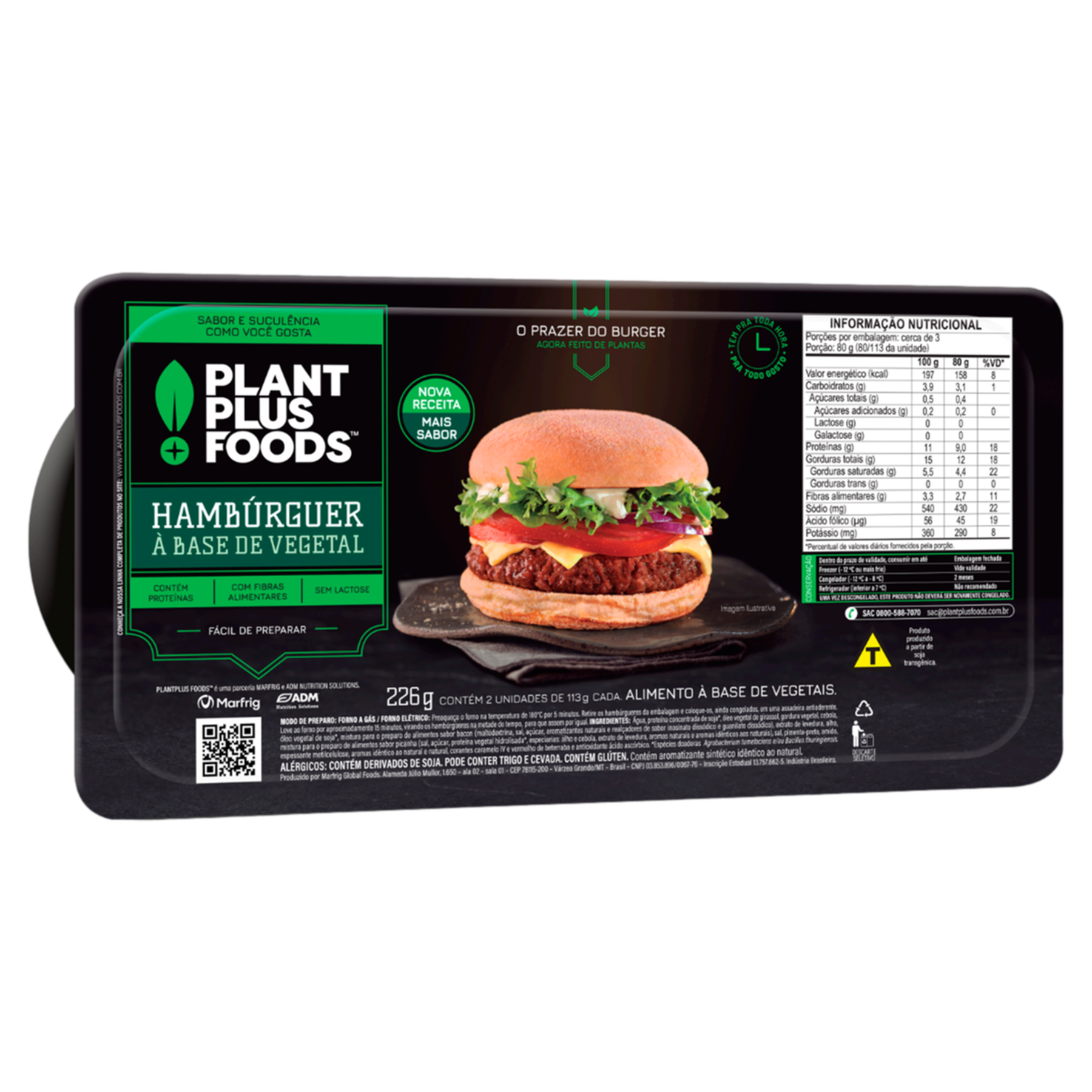 Hambúrguer Vegetal PlantPlus Foods Bandeja 226g C/2 Unidades