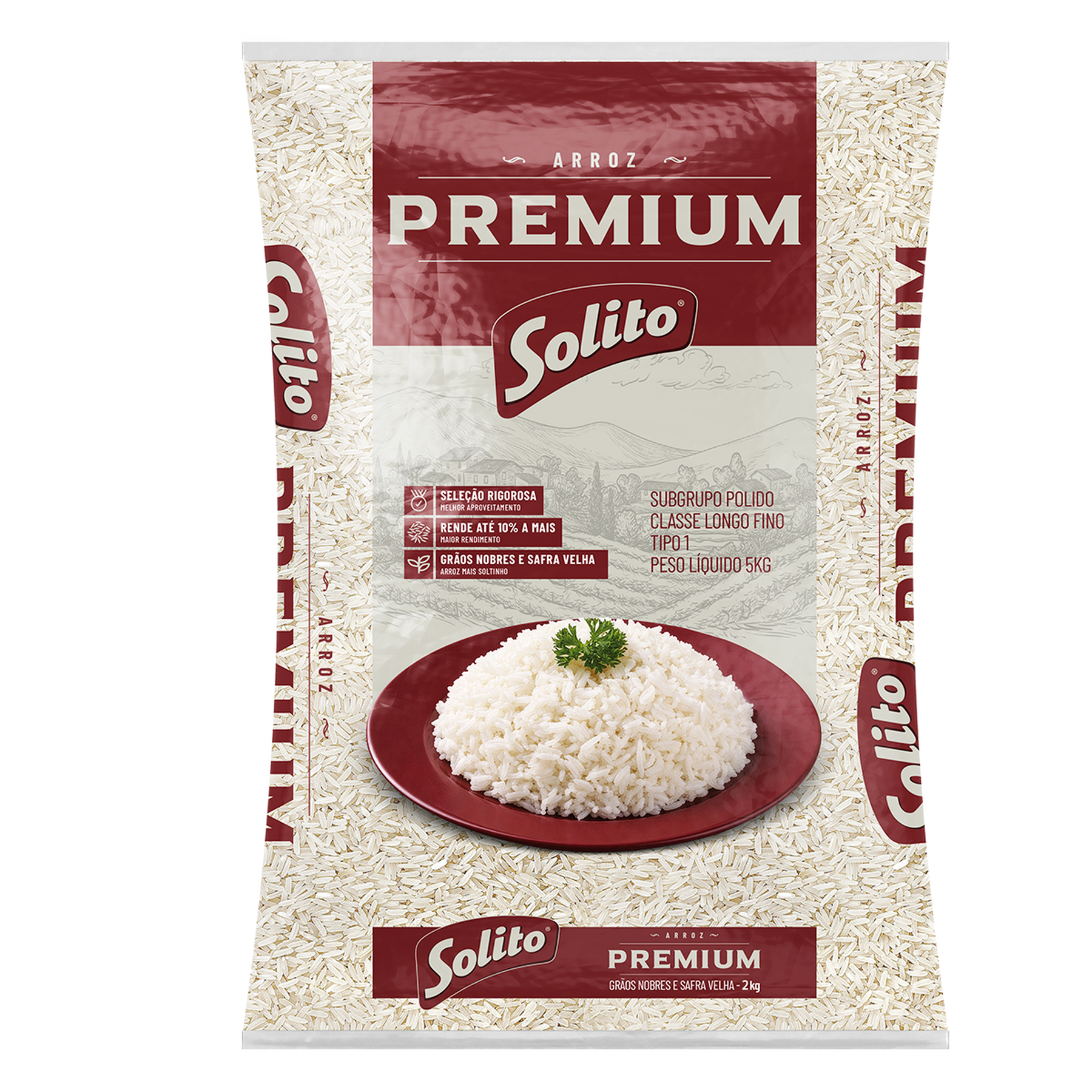 Arroz Branco Premium Solito Tipo 1 Pacote 2kg