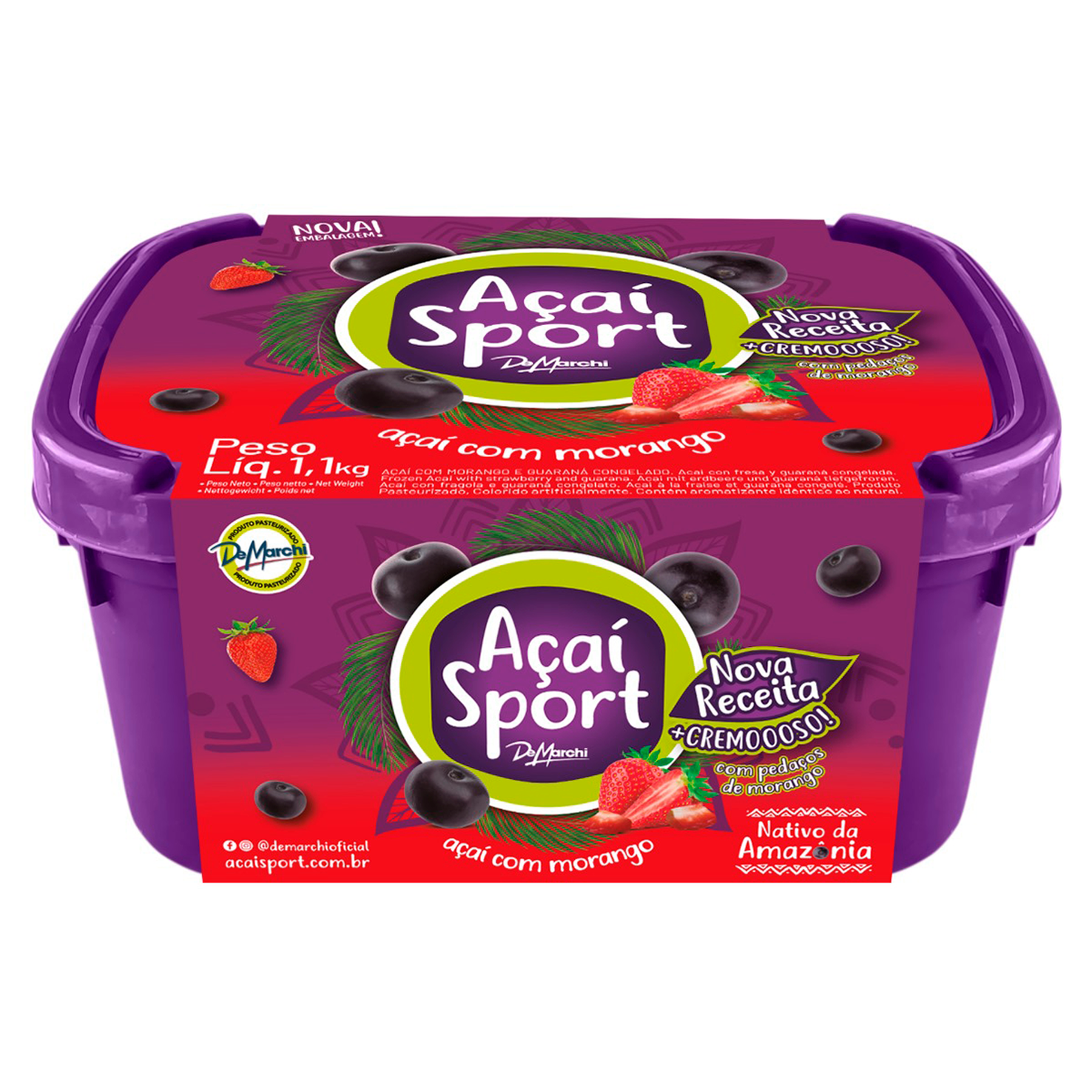 Açaí com Morango Açaí Sport De Marchi Pote 1,1kg