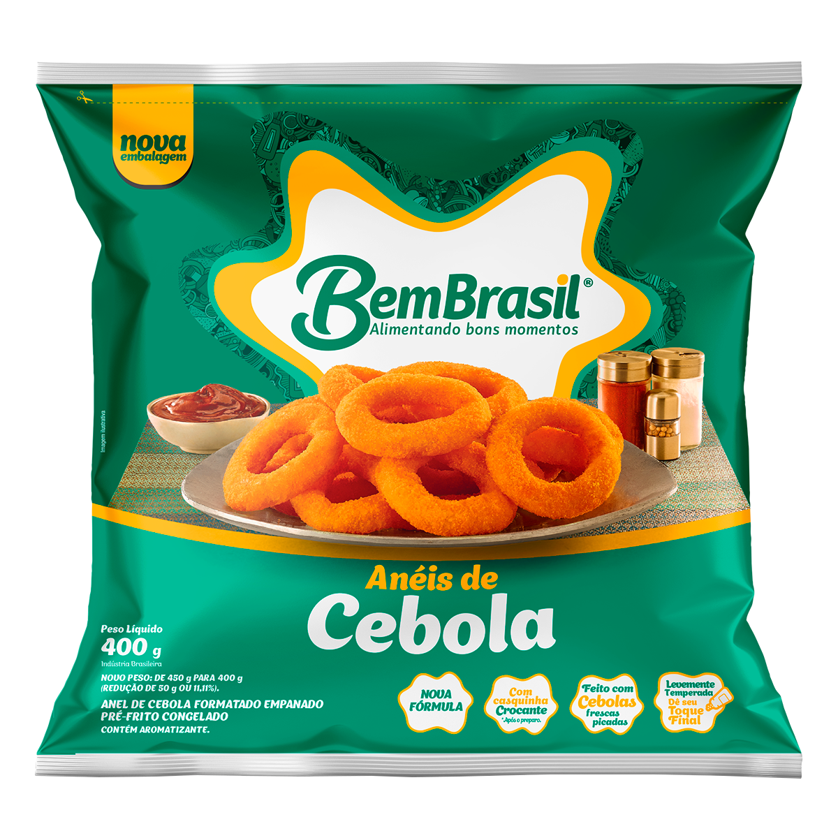 An&eacute;is de Cebola Empanados Bem Brasil Pacote 400g