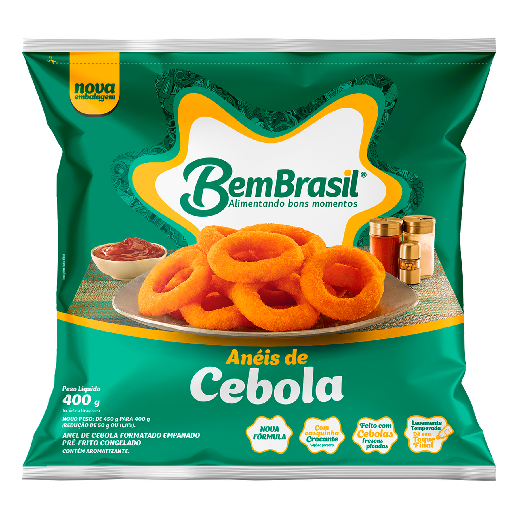 Anéis de Cebola Empanados Bem Brasil Pacote 400g