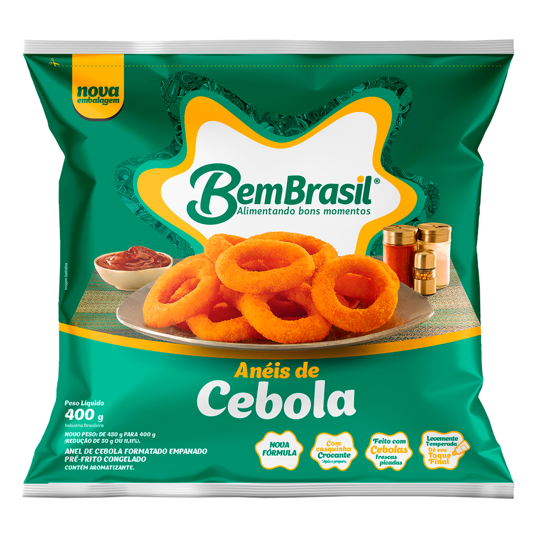 Anéis de Cebola Empanados Bem Brasil Pacote 400g