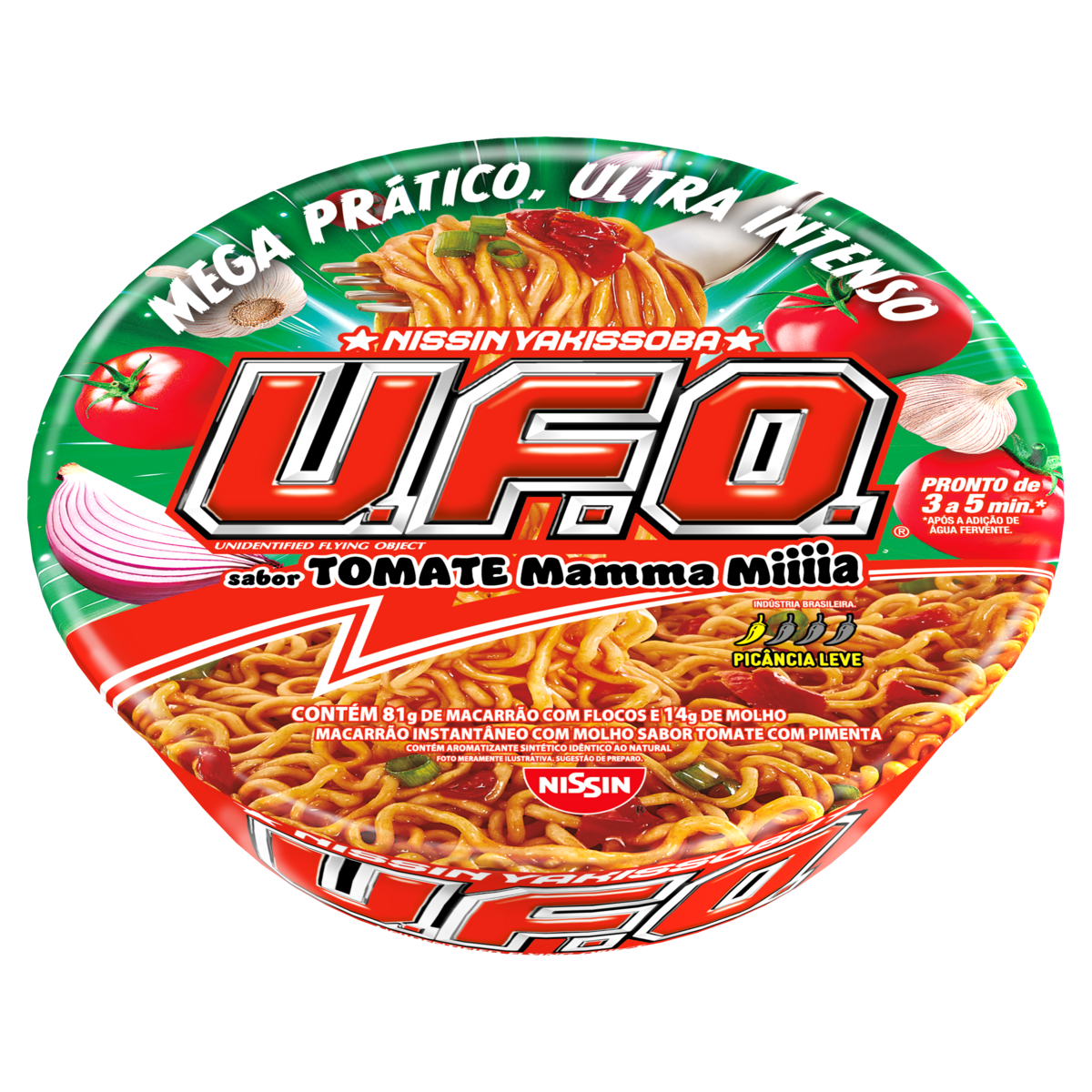Macarr&atilde;o Instant&acirc;neo Yakissoba Tomate Nissin U.F.O. Bandeja 95g