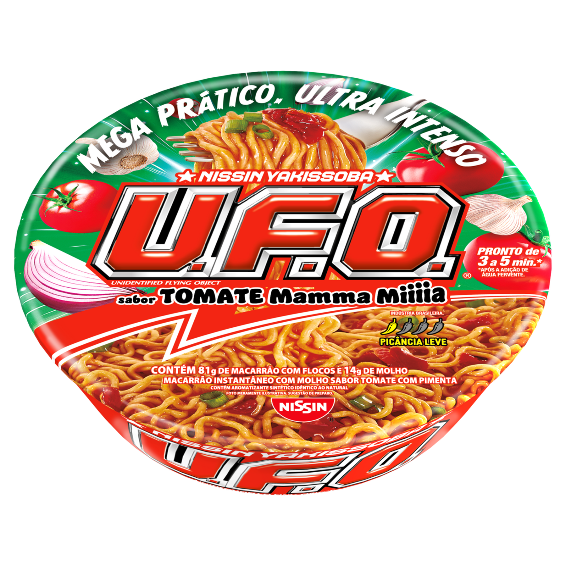 Macarr&atilde;o Instant&acirc;neo Yakissoba Tomate Nissin U.F.O. Bandeja 95g