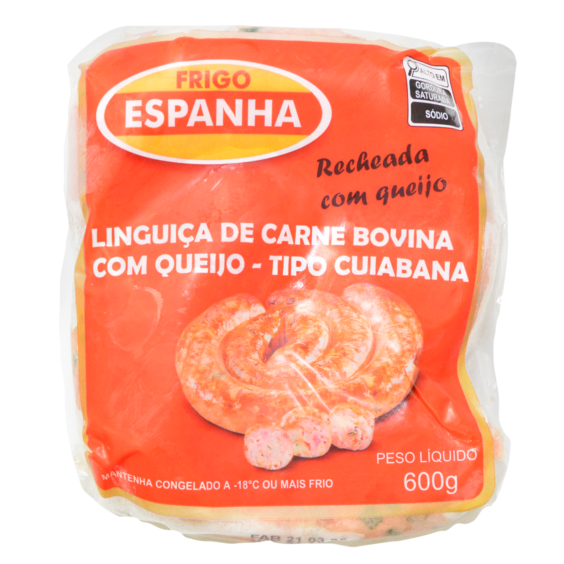 Lingui&ccedil;a Bovina com Queijo tipo Cuiabana Frigo Espanha 600g