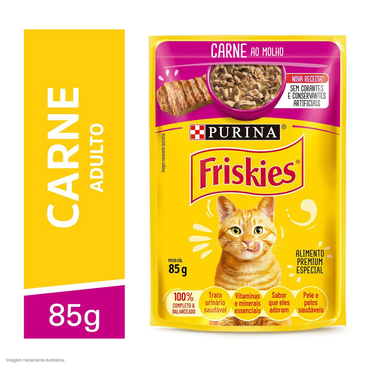 Alimento para Gatos Carne ao Molho Purina Friskies Sach&ecirc; 85g