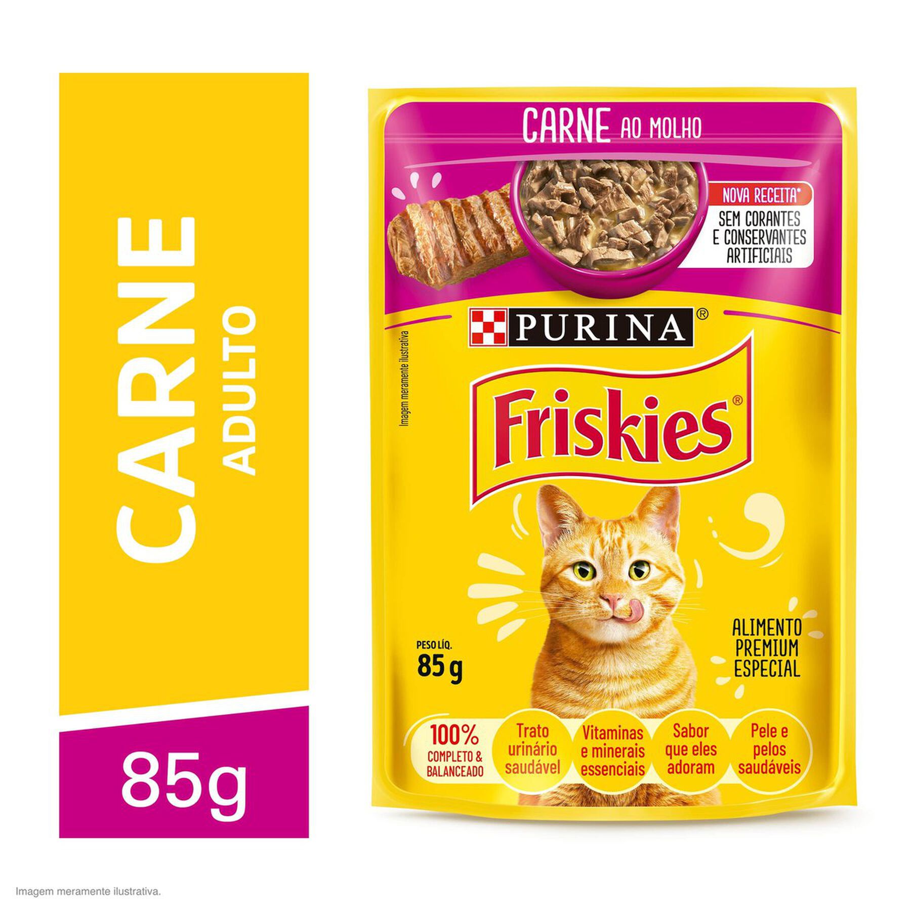 Alimento para Gatos Carne ao Molho Purina Friskies Sachê 85g