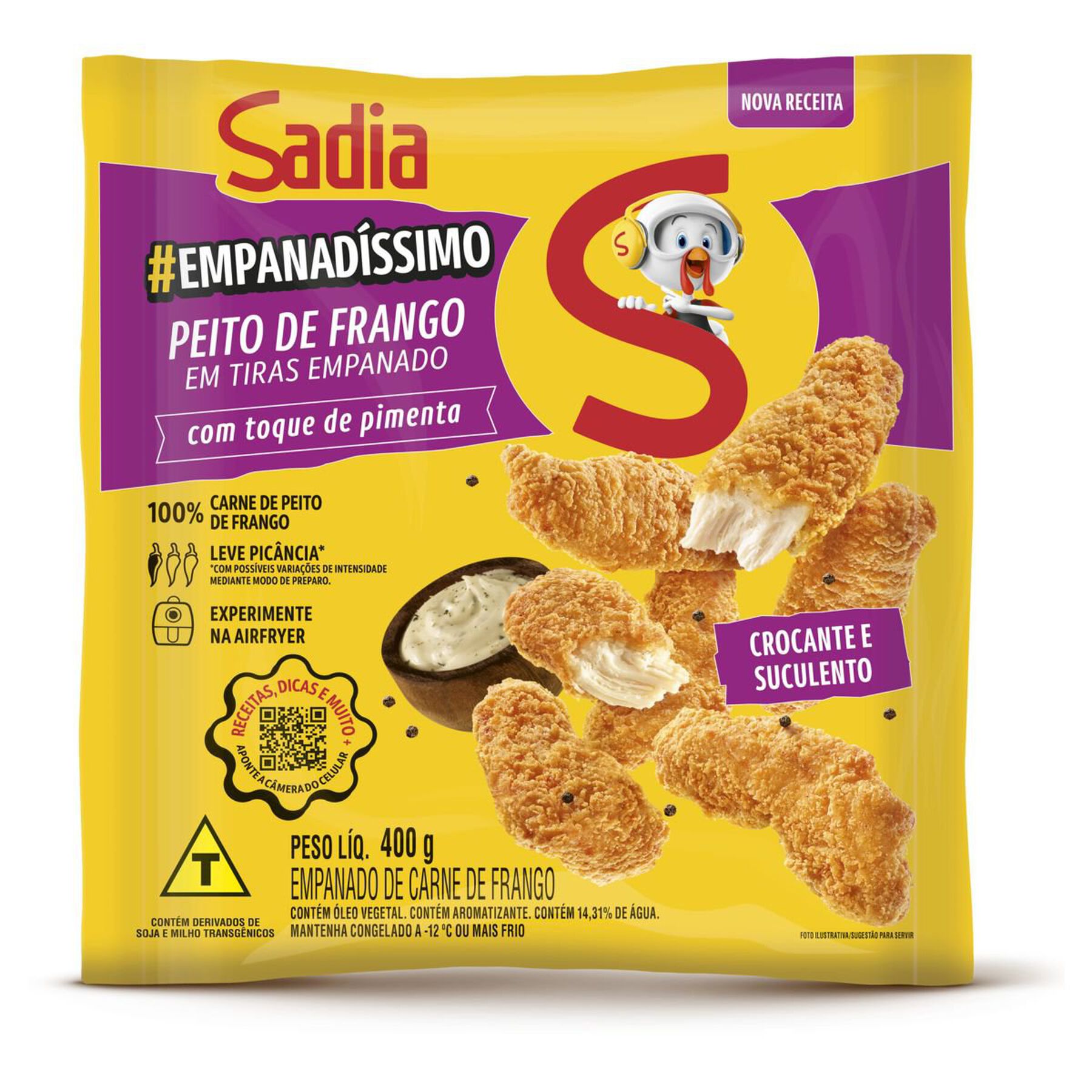 Empanado de Peito de Frango em Tiras Empanadíssimo Sadia Pacote 400g