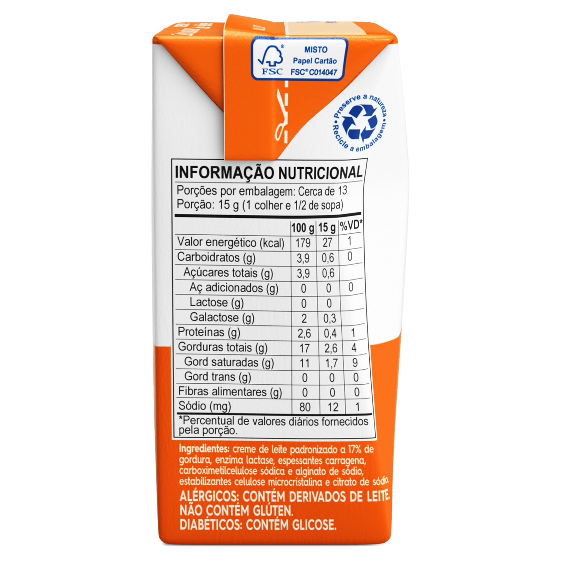 Creme de Leite UHT Homogeneizado Zero Lactose Piracanjuba Caixa 200g